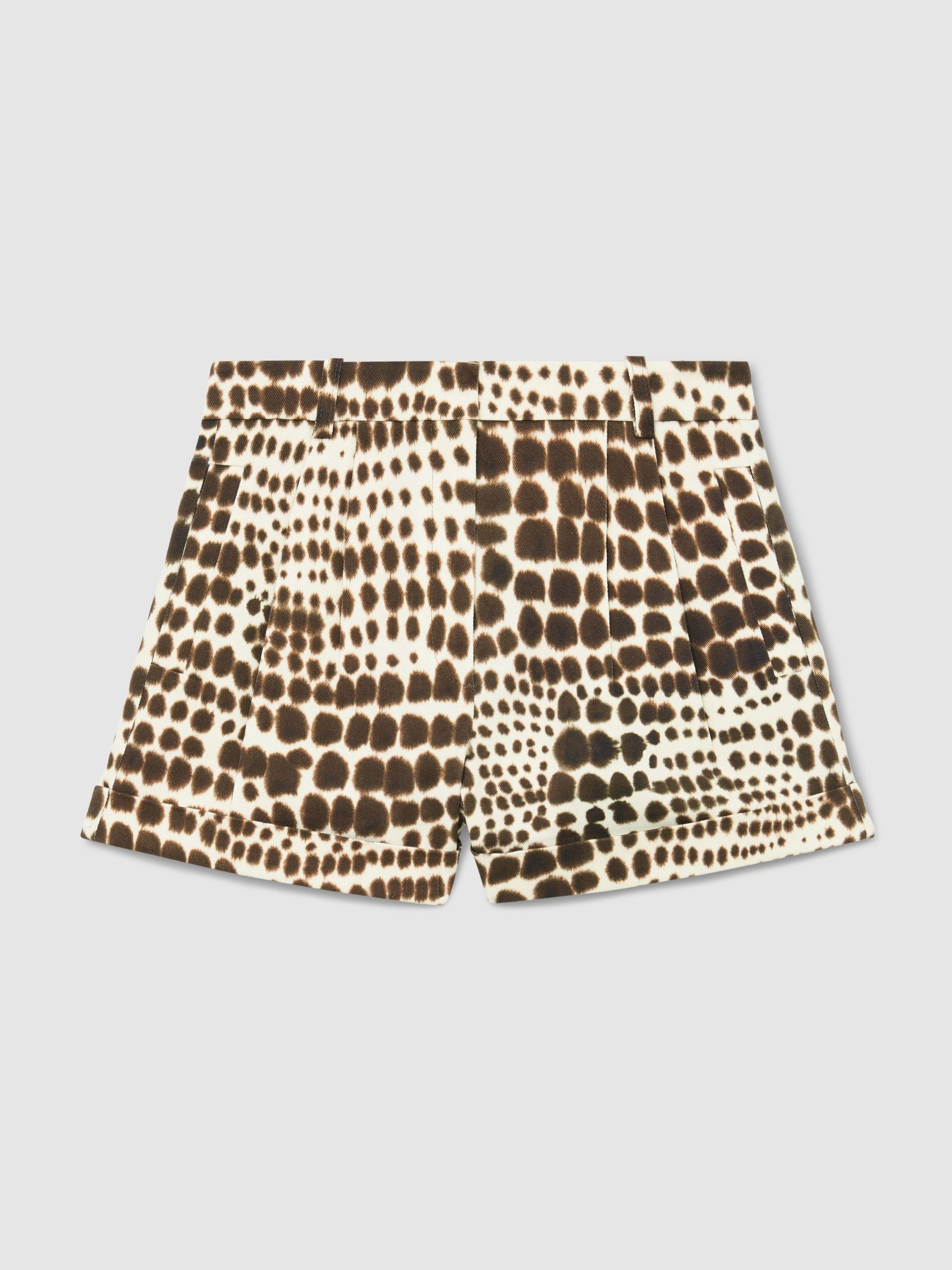 Atelier Chocolate Cotton Animal-Print Tailored Shorts in Chocolate - Image 2 of 7