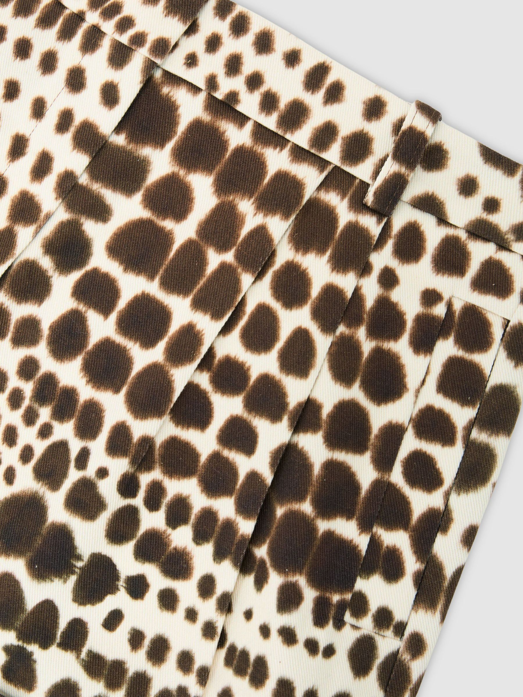 Atelier Cotton Animal-Print Tailored Shorts in Chocolate - image 3