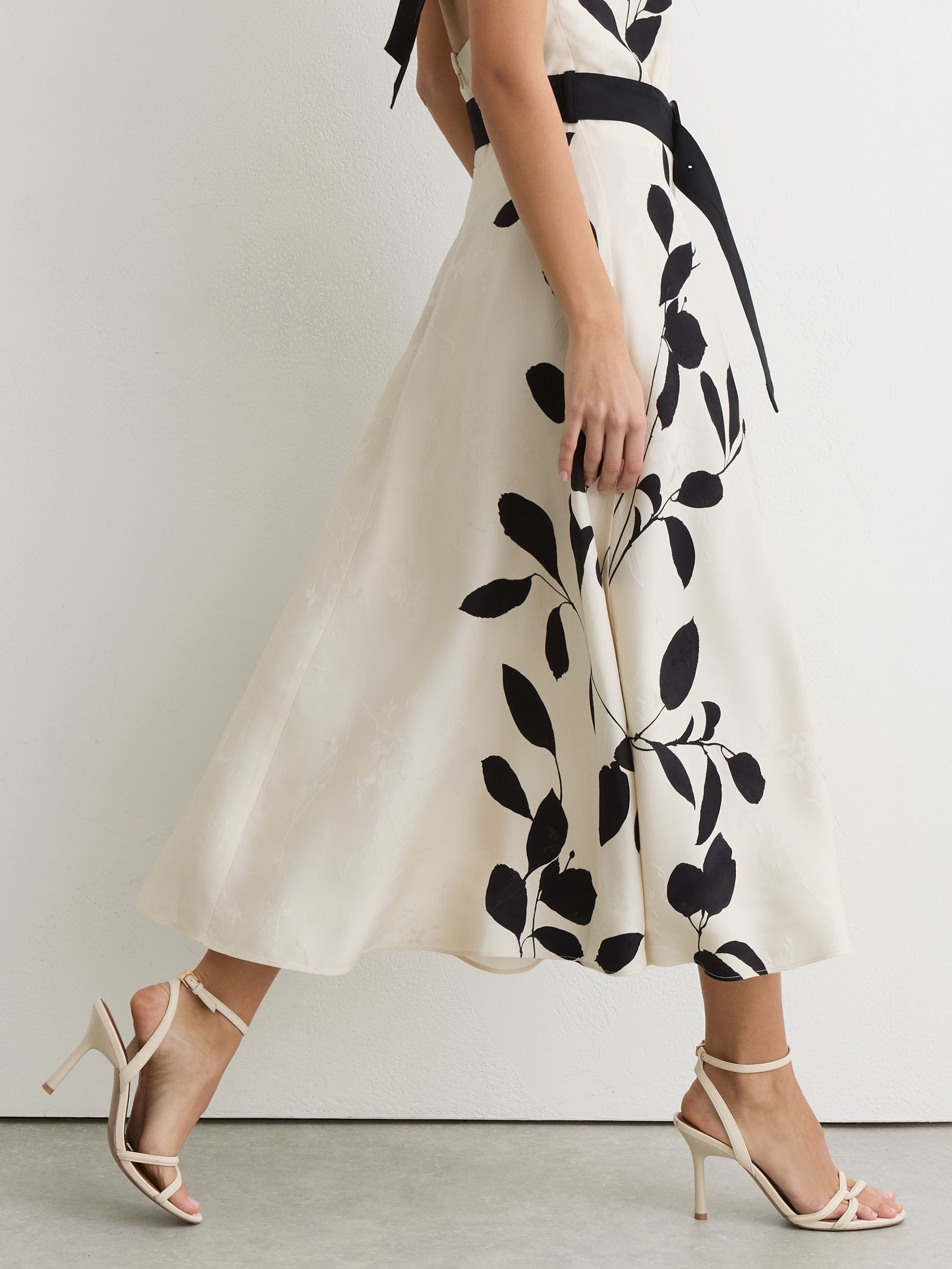Jacquard Printed Halterneck Midi Dress in Ivory/Black - image 5