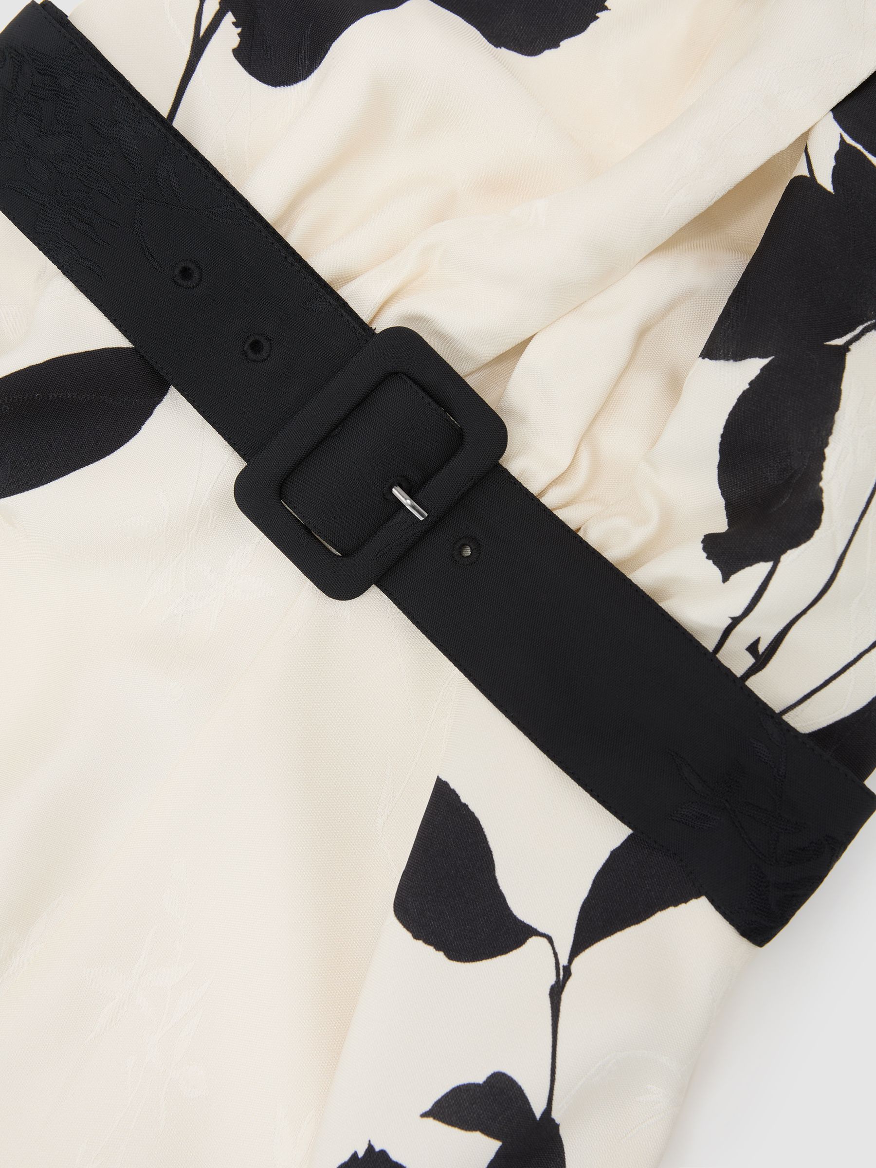Jacquard Printed Halterneck Midi Dress in Ivory/Black - image 3