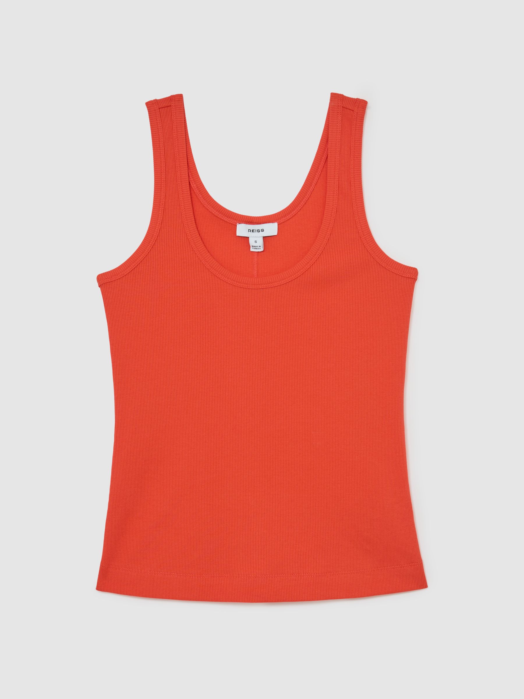 Stretch-Cotton Ribbed Vest in Coral Pink - Image 2 of 7