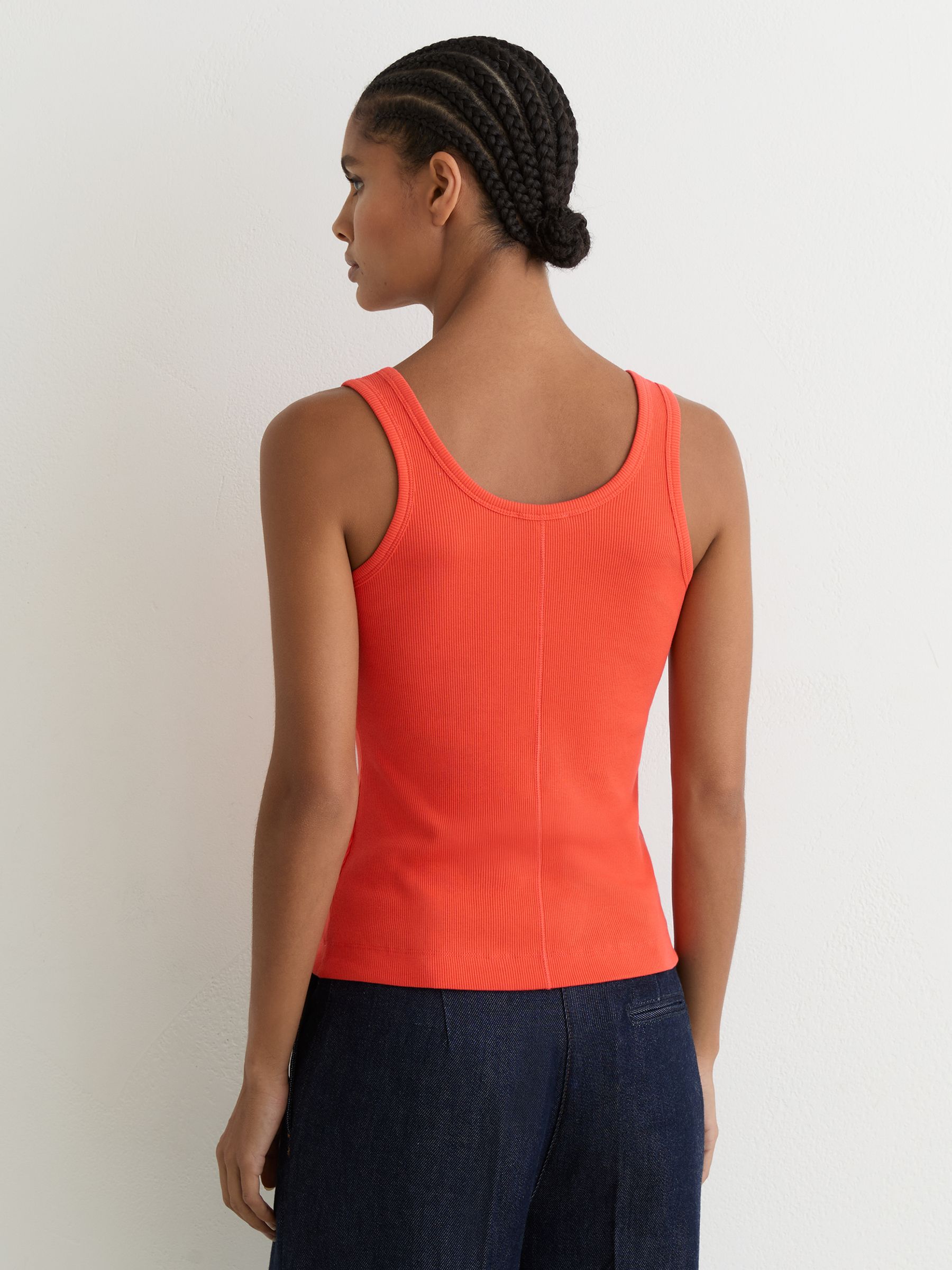 Stretch-Cotton Ribbed Vest in Coral Pink - Image 6 of 7