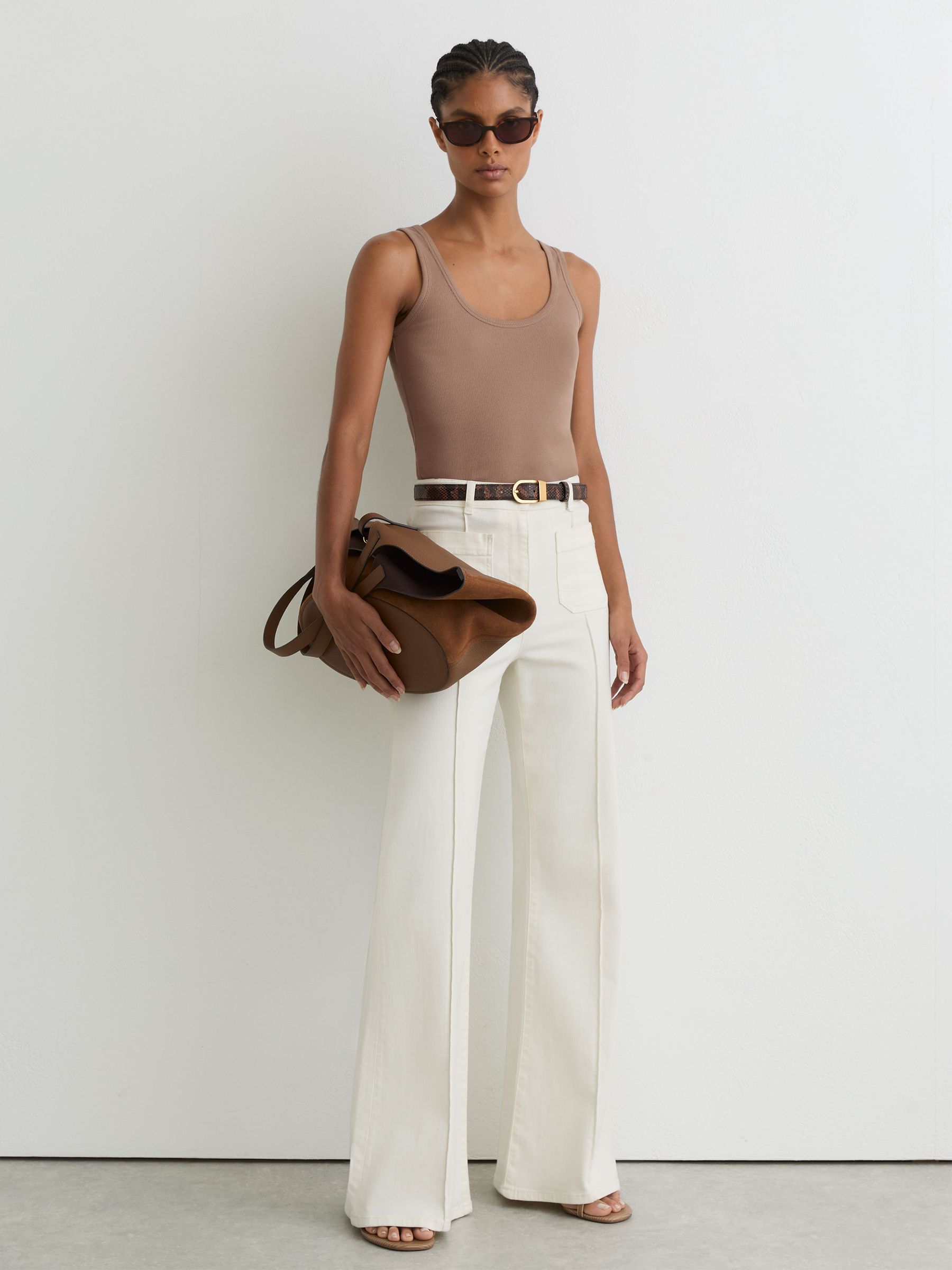 Stretch-Cotton Ribbed Vest in Taupe Neutral - image 5