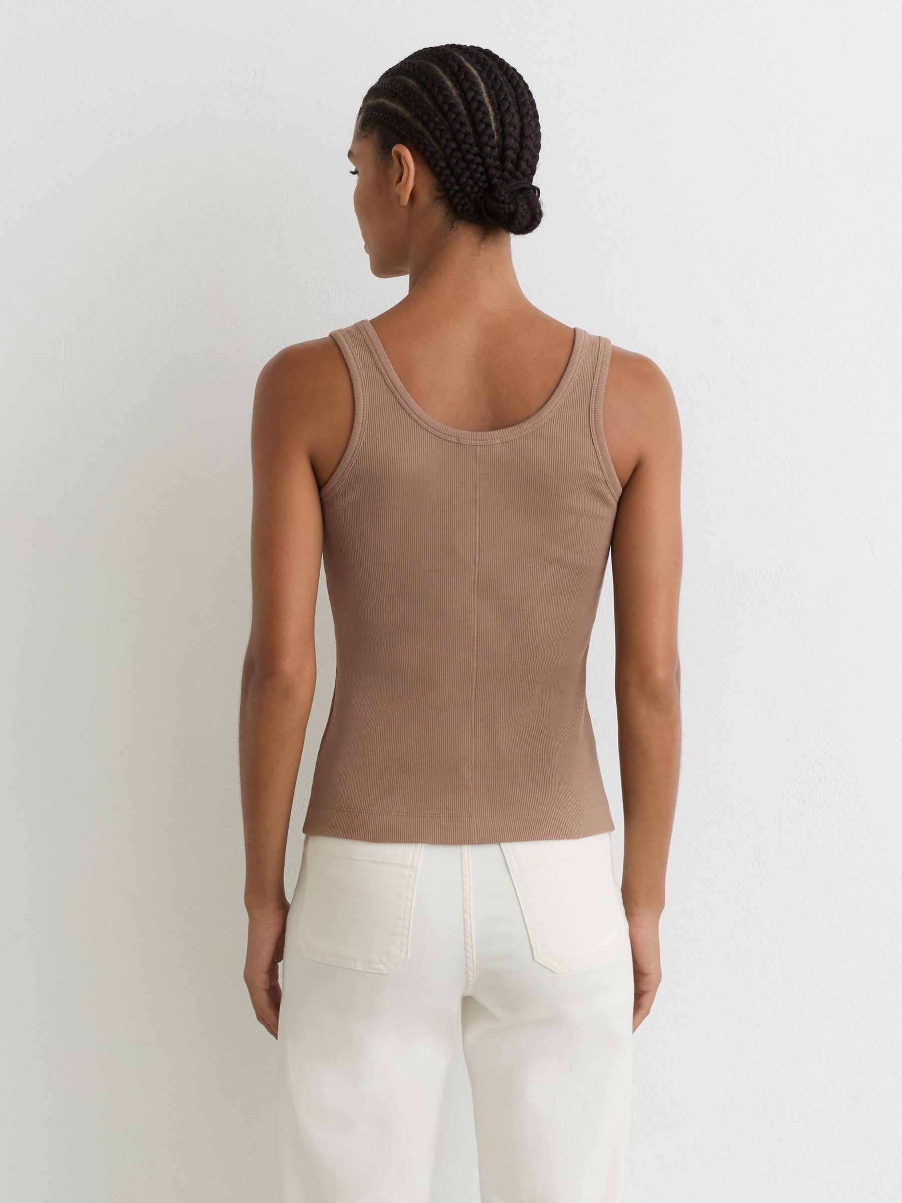Stretch-Cotton Ribbed Vest in Taupe Neutral - image 4
