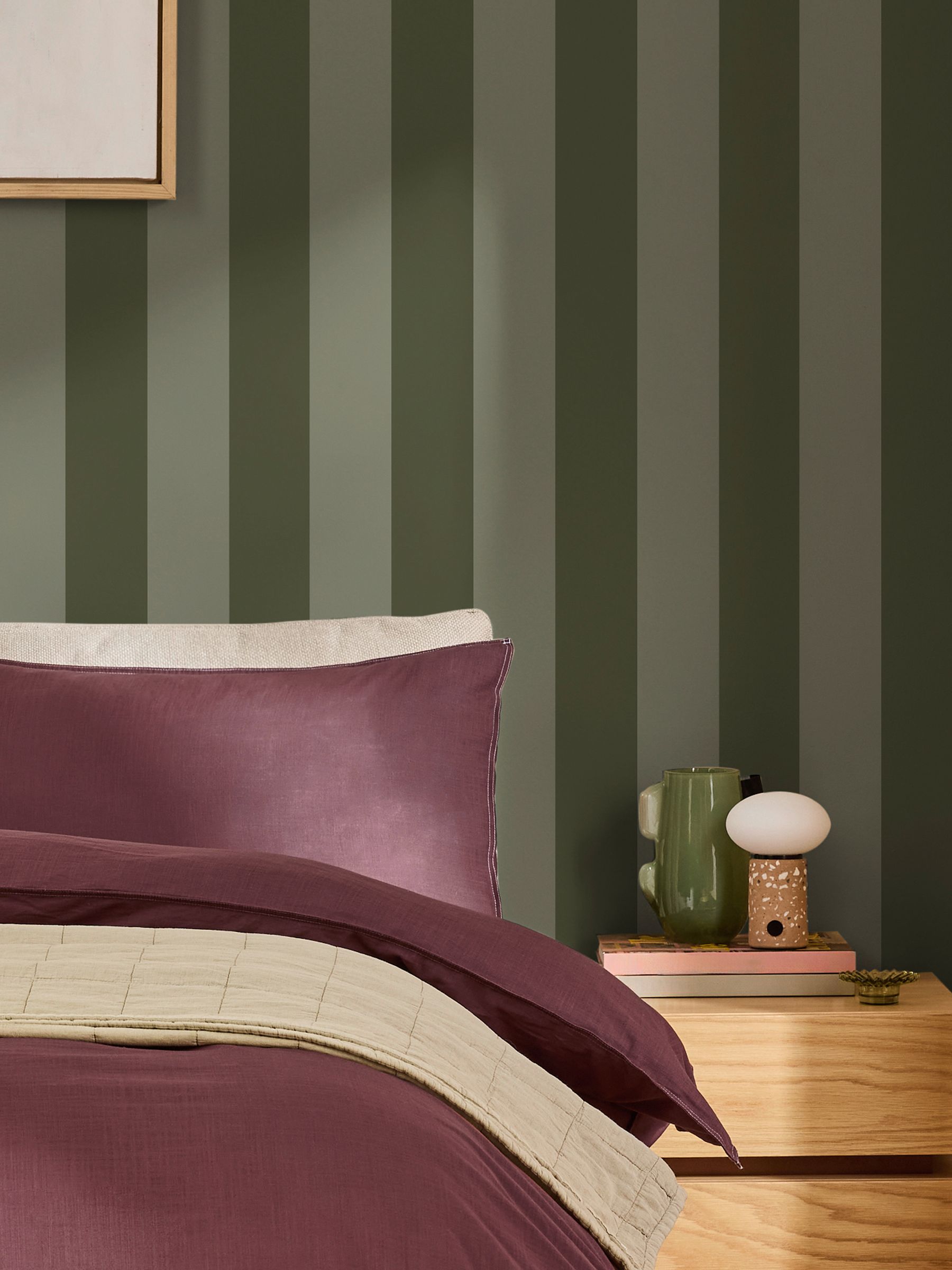 Demi Wide Stripe A4 Wallpaper Sample in Moss - Image 4 of 4