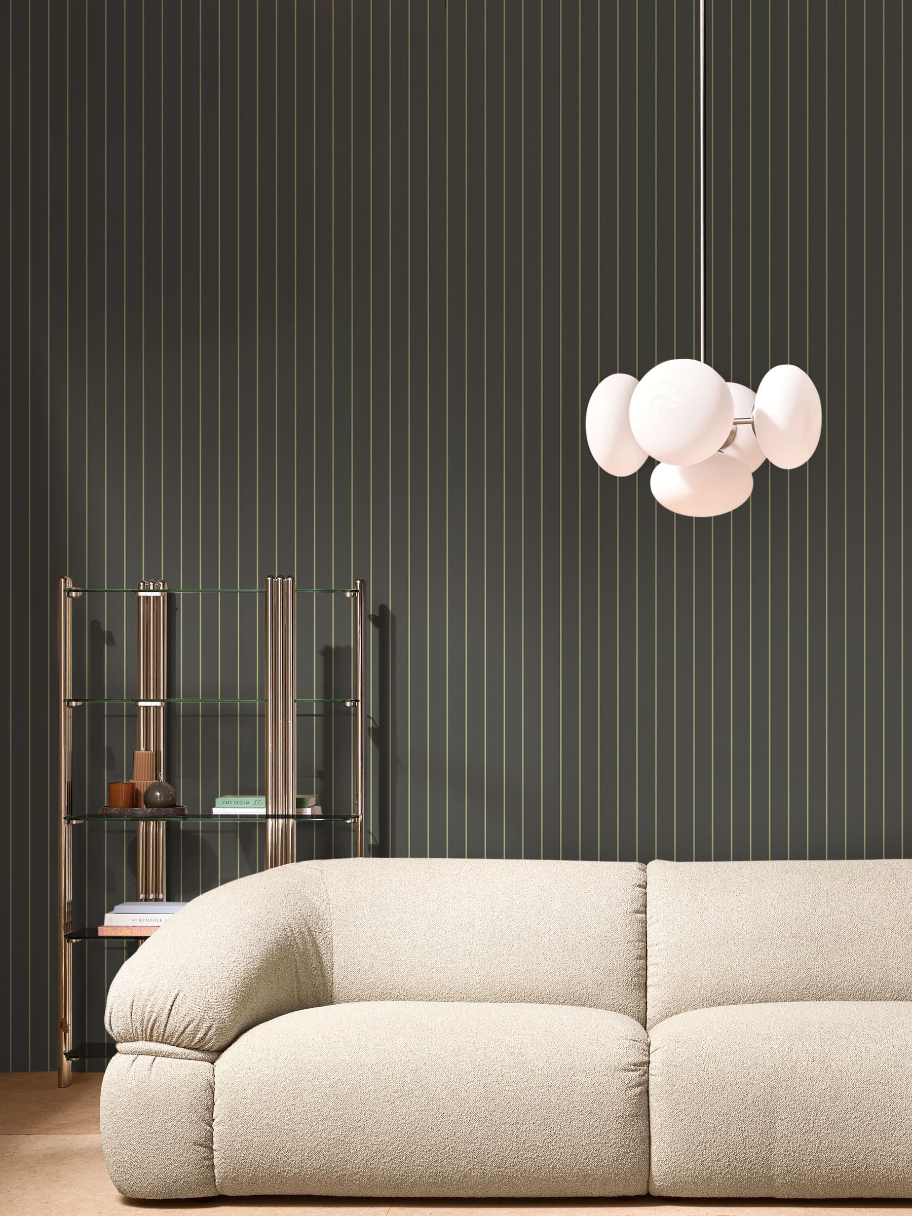 Kyria Stripe 10M Wallpaper in Navy Mint - Image 1 of 4