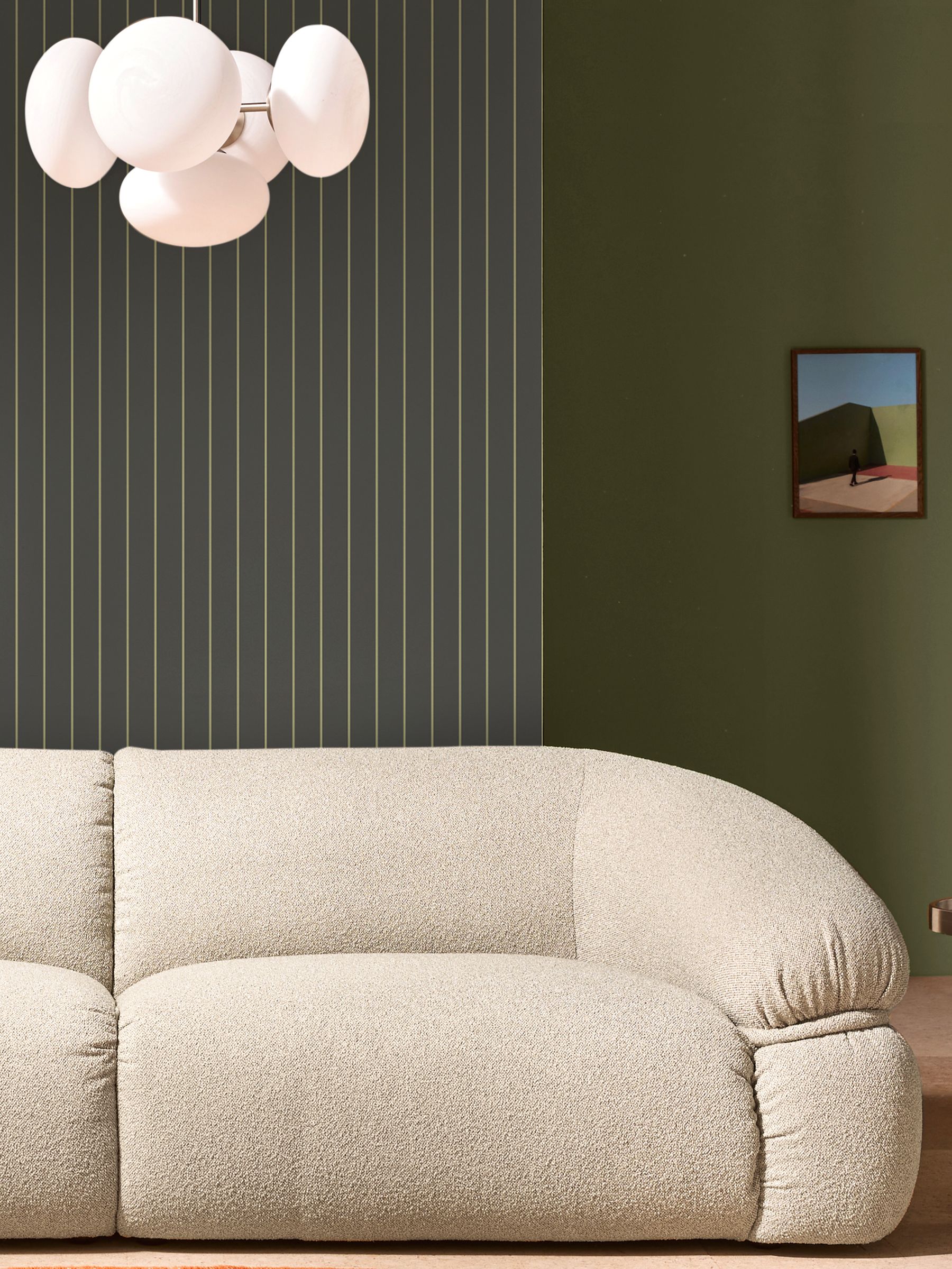Kyria Stripe 10M Wallpaper in Navy Mint - Image 4 of 4