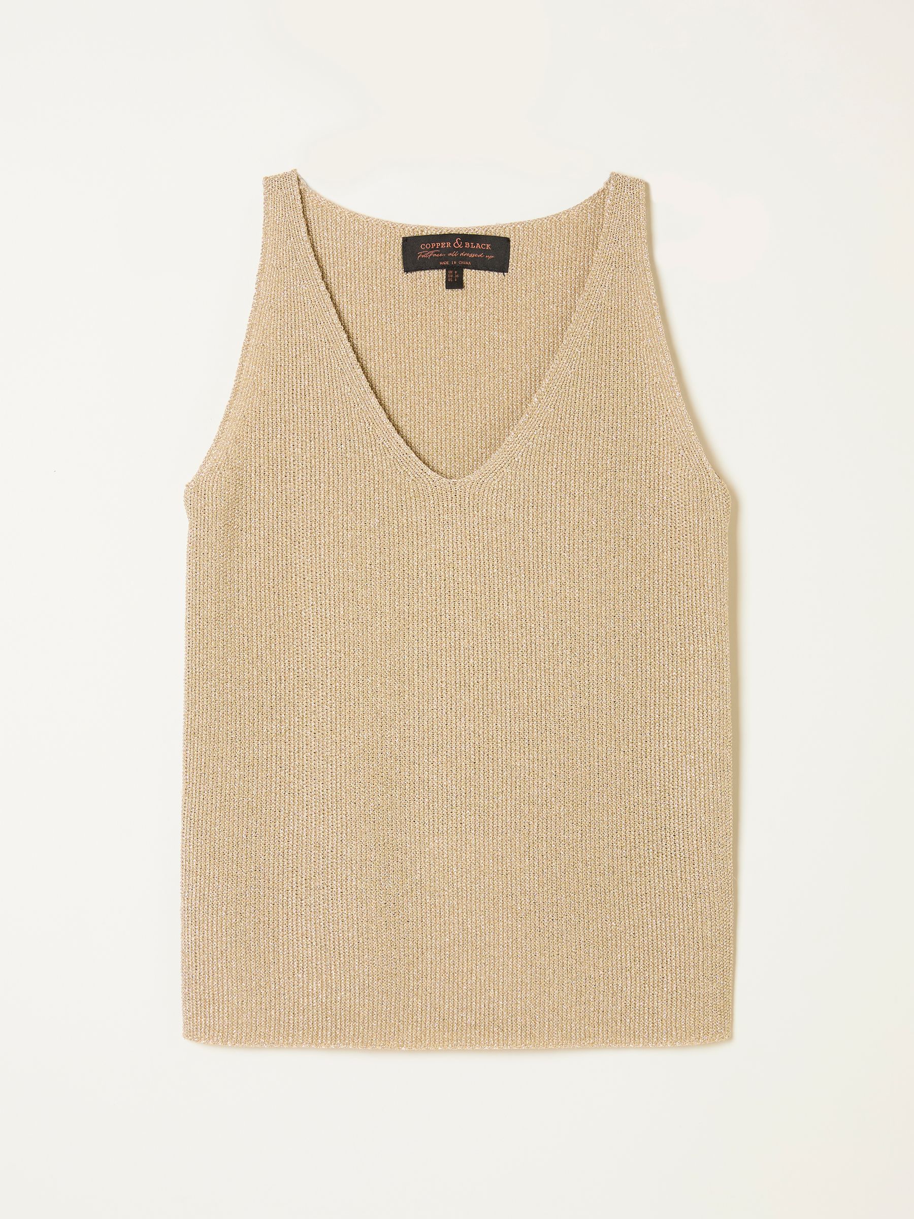 Evelyn Gold Metallic Knit Vest Top - Image 7 of 7