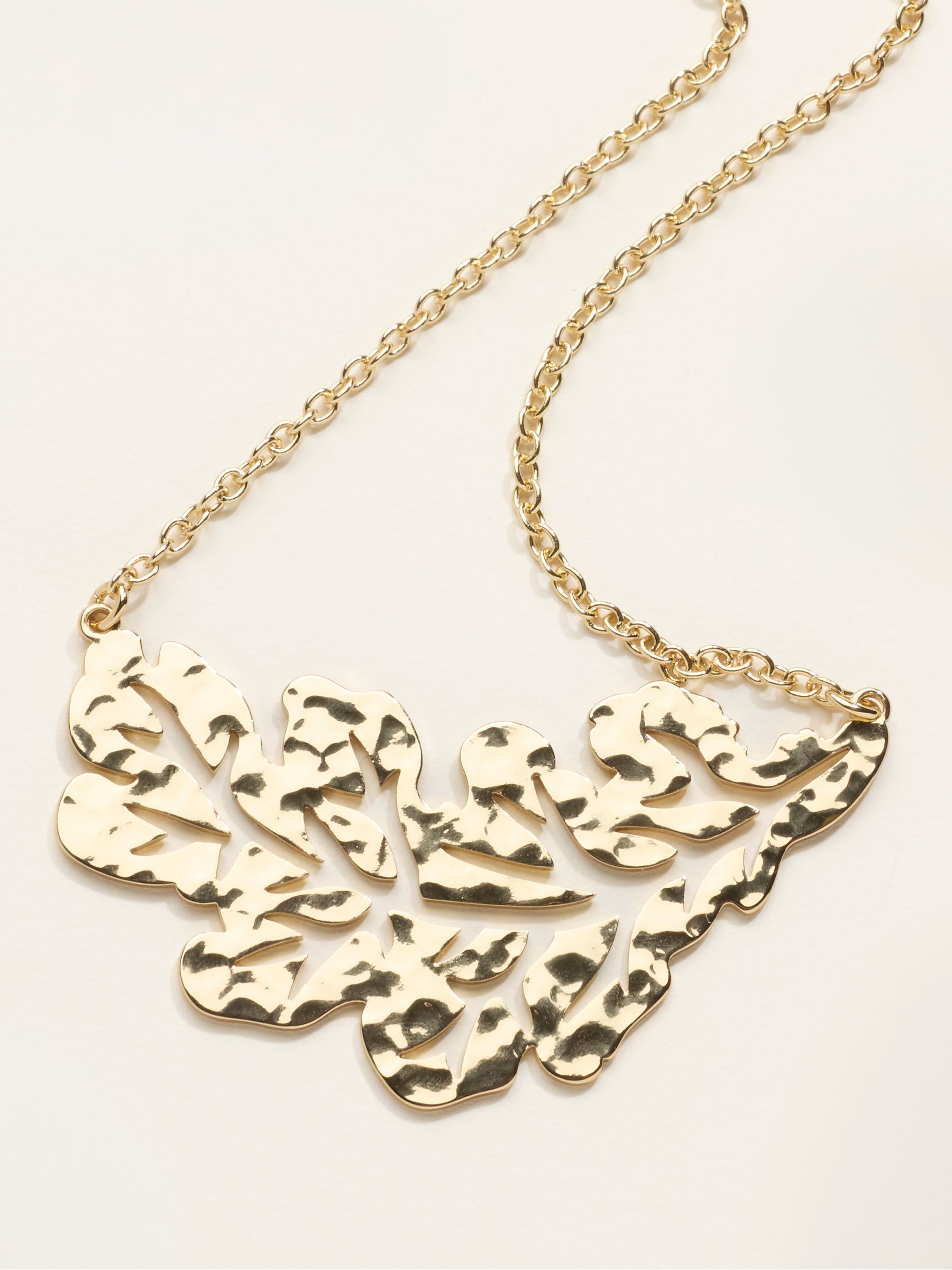 Gold Tone V and A Leaf Necklace - Image 2 of 2