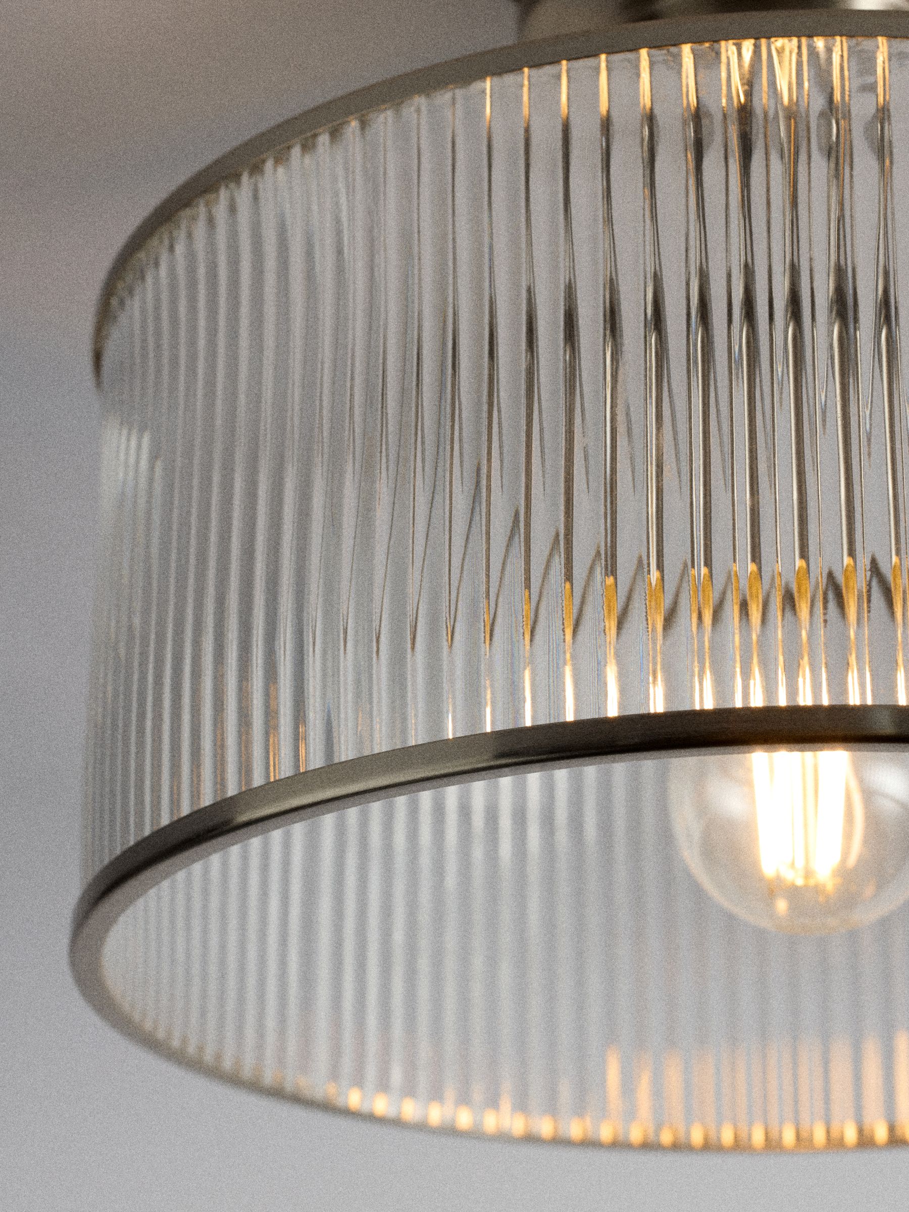 The Set 2 Pack Brushed Silver Ribbed Glass 1 Light Flush Ceiling Lights - Image 5 of 5