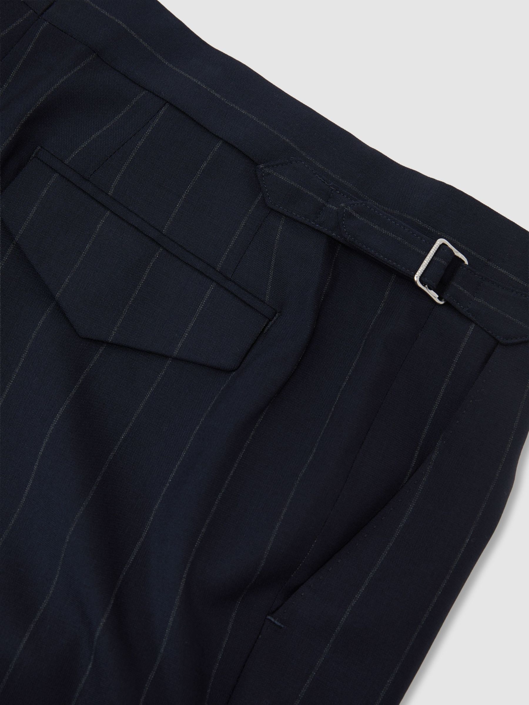 Wool Pinstripe Side-Adjuster Suit Trousers Tailored-Fit in Navy - image 4