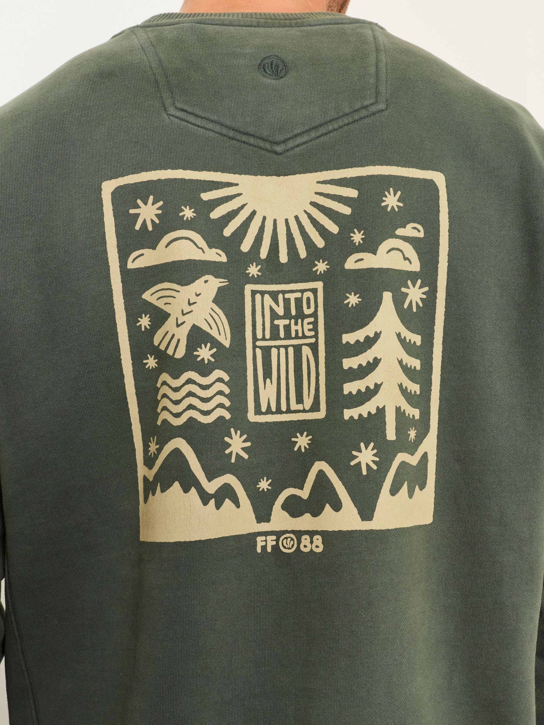 Dark Green Hayle Into The Wild Graphic Crew Sweat Top - Image 3 of 6