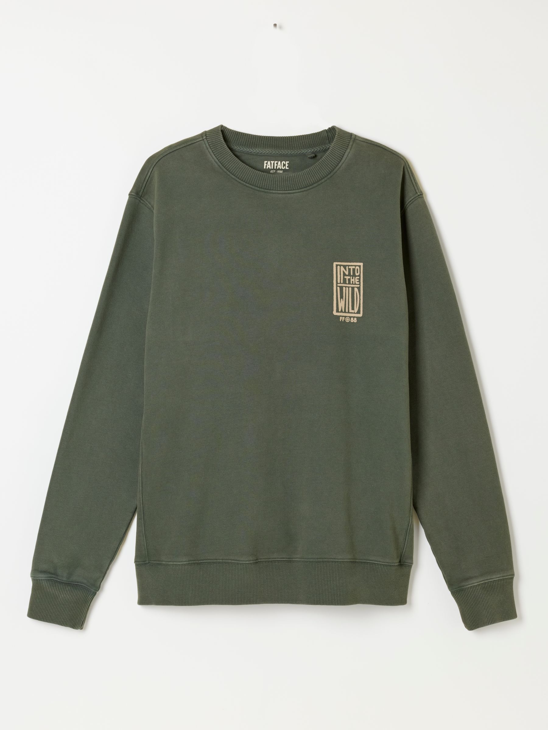 Dark Green Hayle Into The Wild Graphic Crew Sweat Top - Image 5 of 6