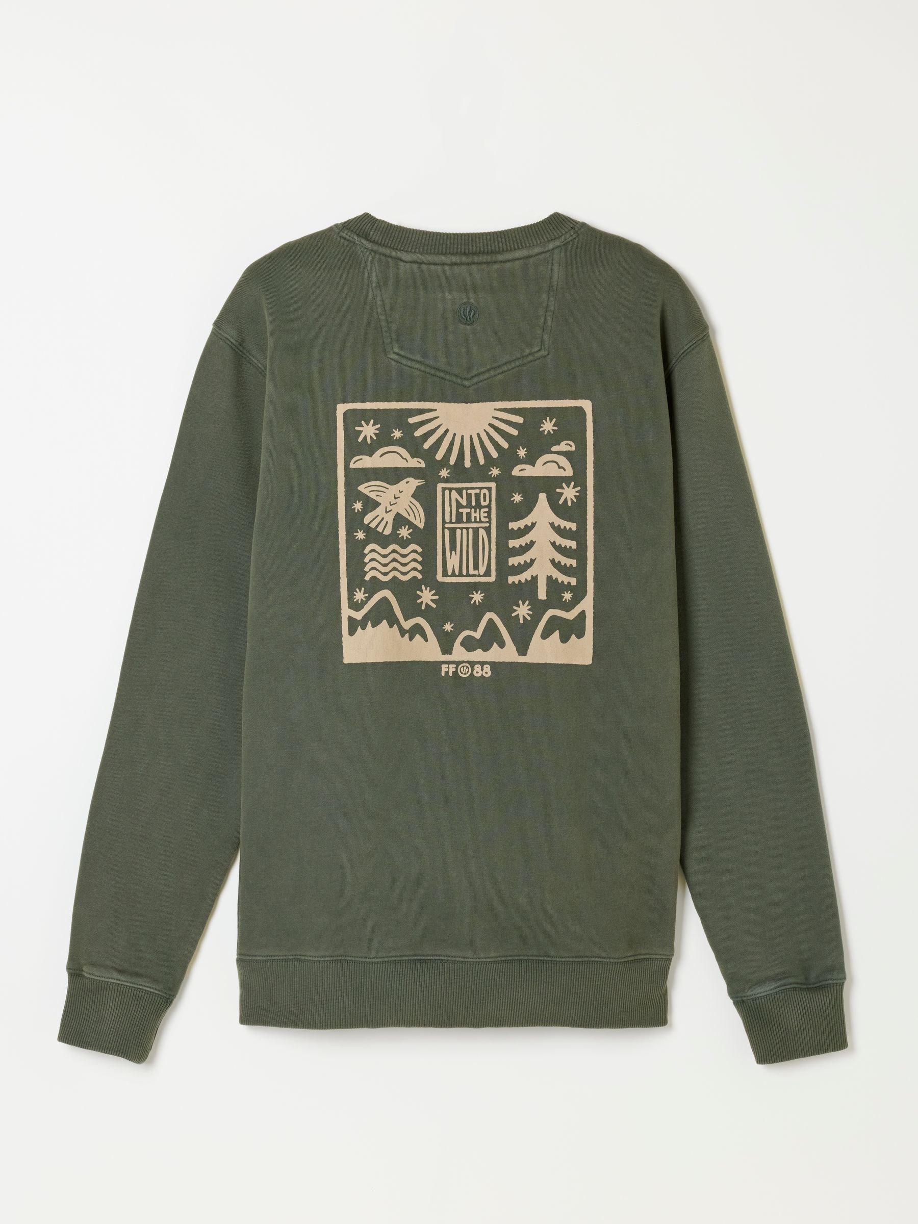 Dark Green Hayle Into The Wild Graphic Crew Sweat Top - Image 6 of 6
