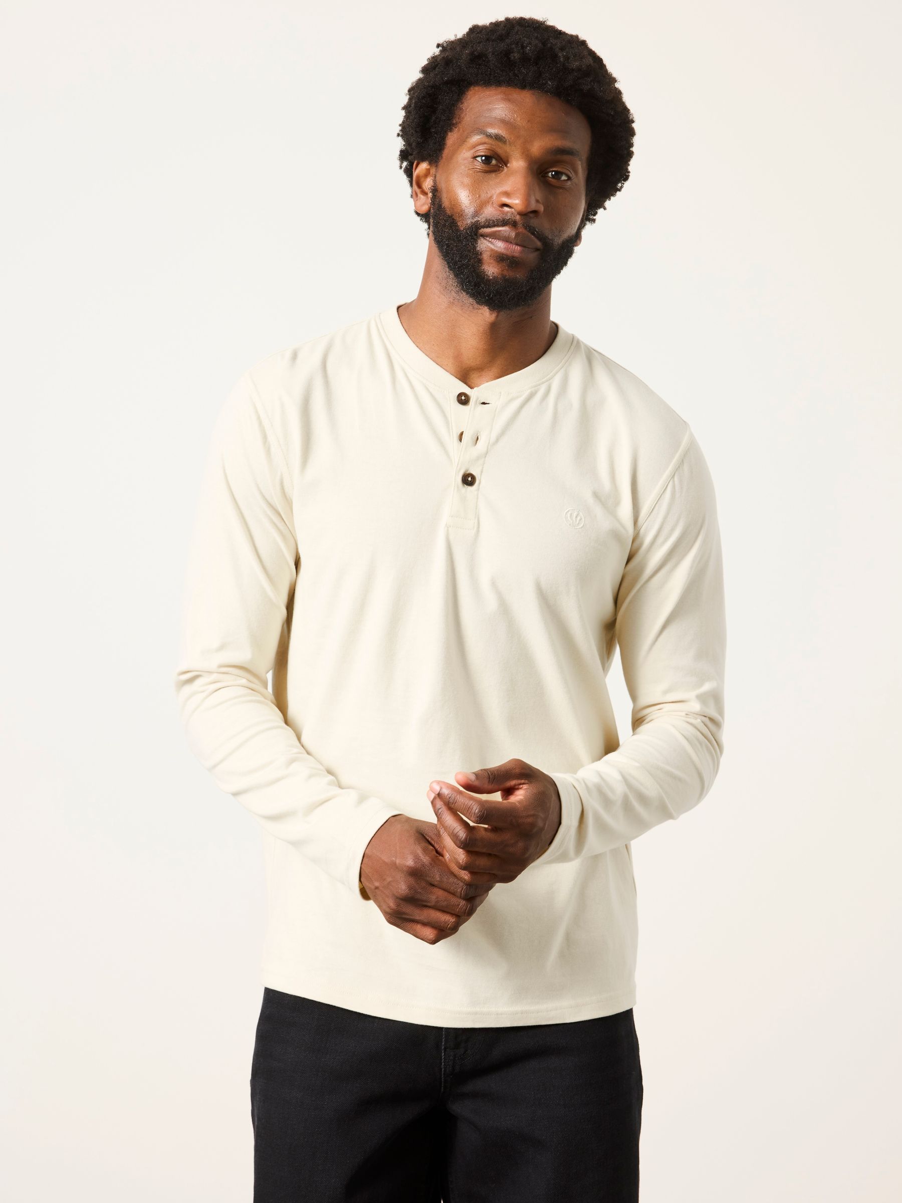 3 Pack Khaki/Natural/Brown Long Sleeve Henley T-Shirt - Image 3 of 7