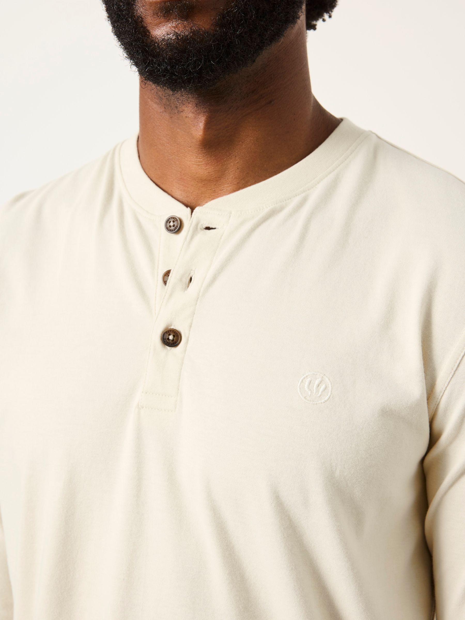 3 Pack Khaki/Natural/Brown Long Sleeve Henley T-Shirt - Image 5 of 7