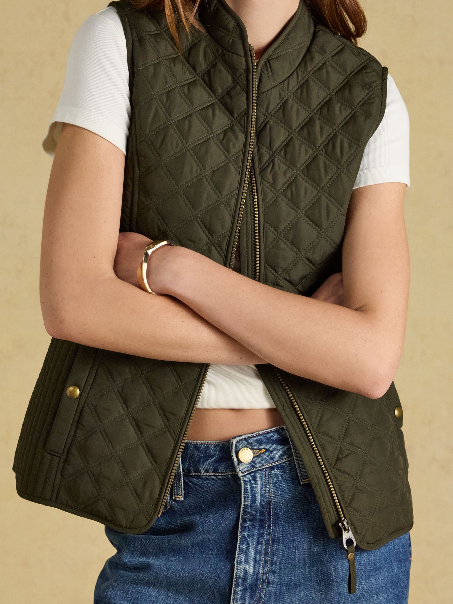 Minx Khaki Green Showerproof Diamond Quilted Gilet - Image 10 of 11