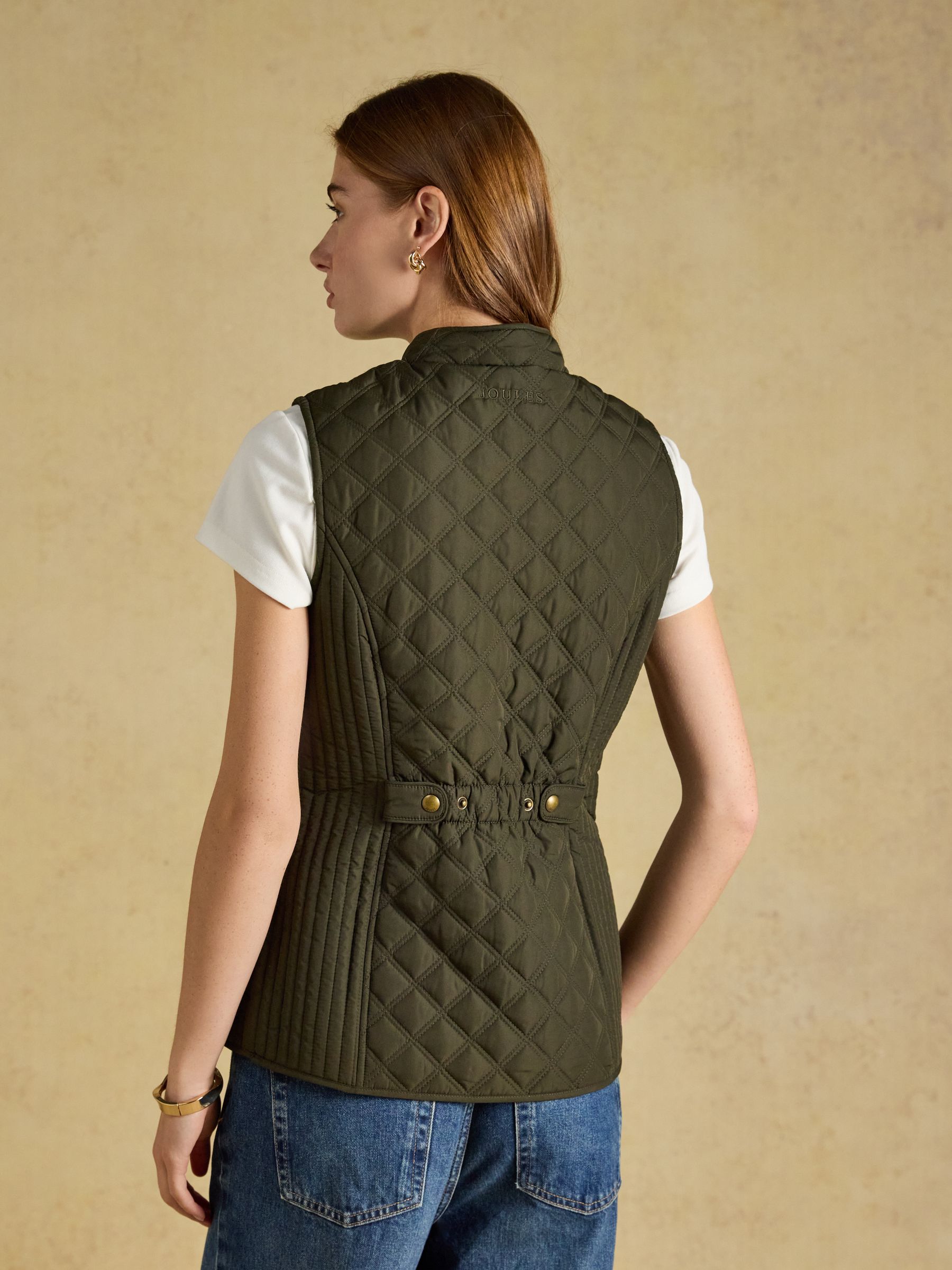 Minx Khaki Green Showerproof Diamond Quilted Gilet - Image 2 of 11