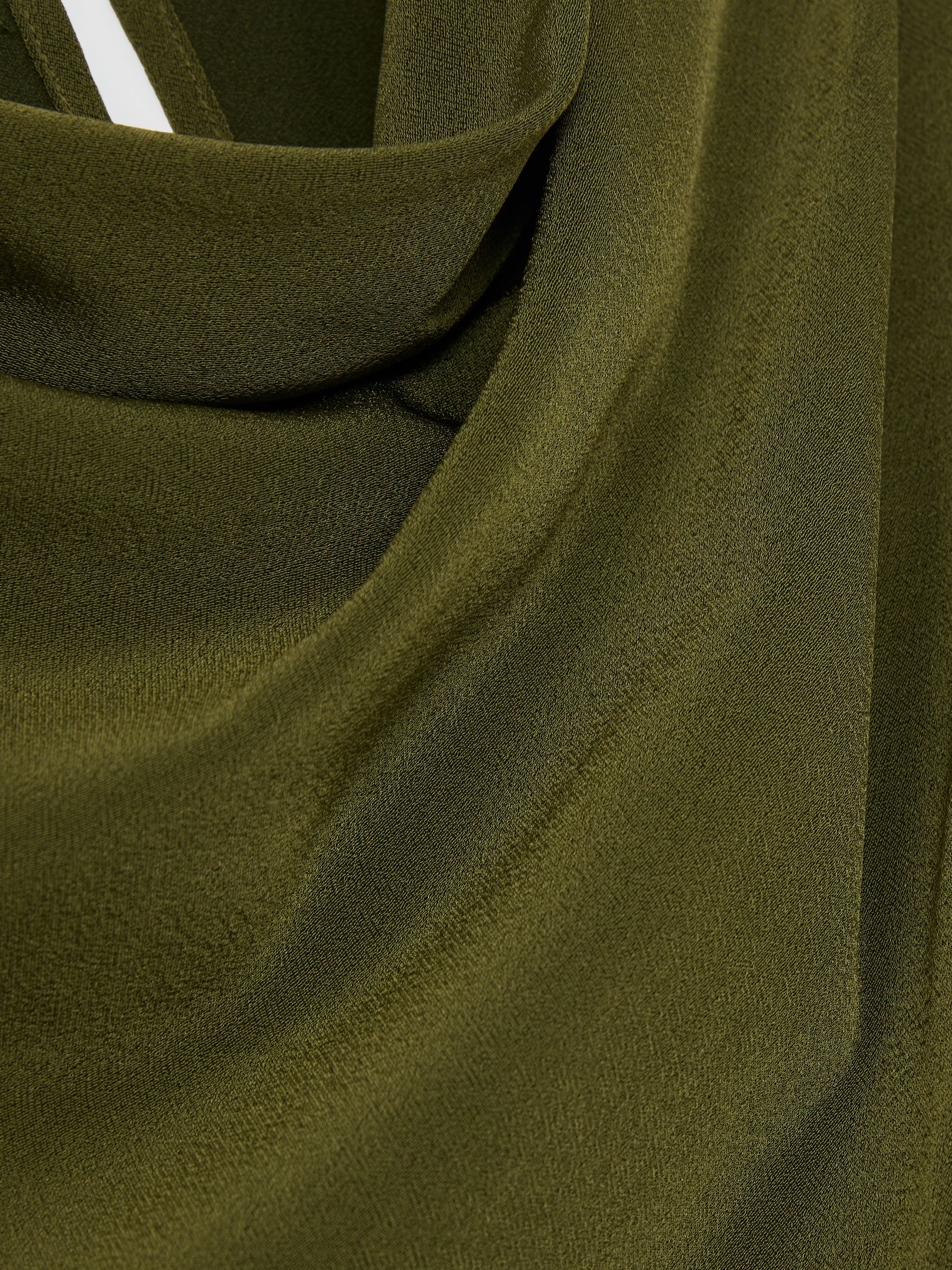 Drape-Detail Layered Mini Dress in Olive Green - image 2