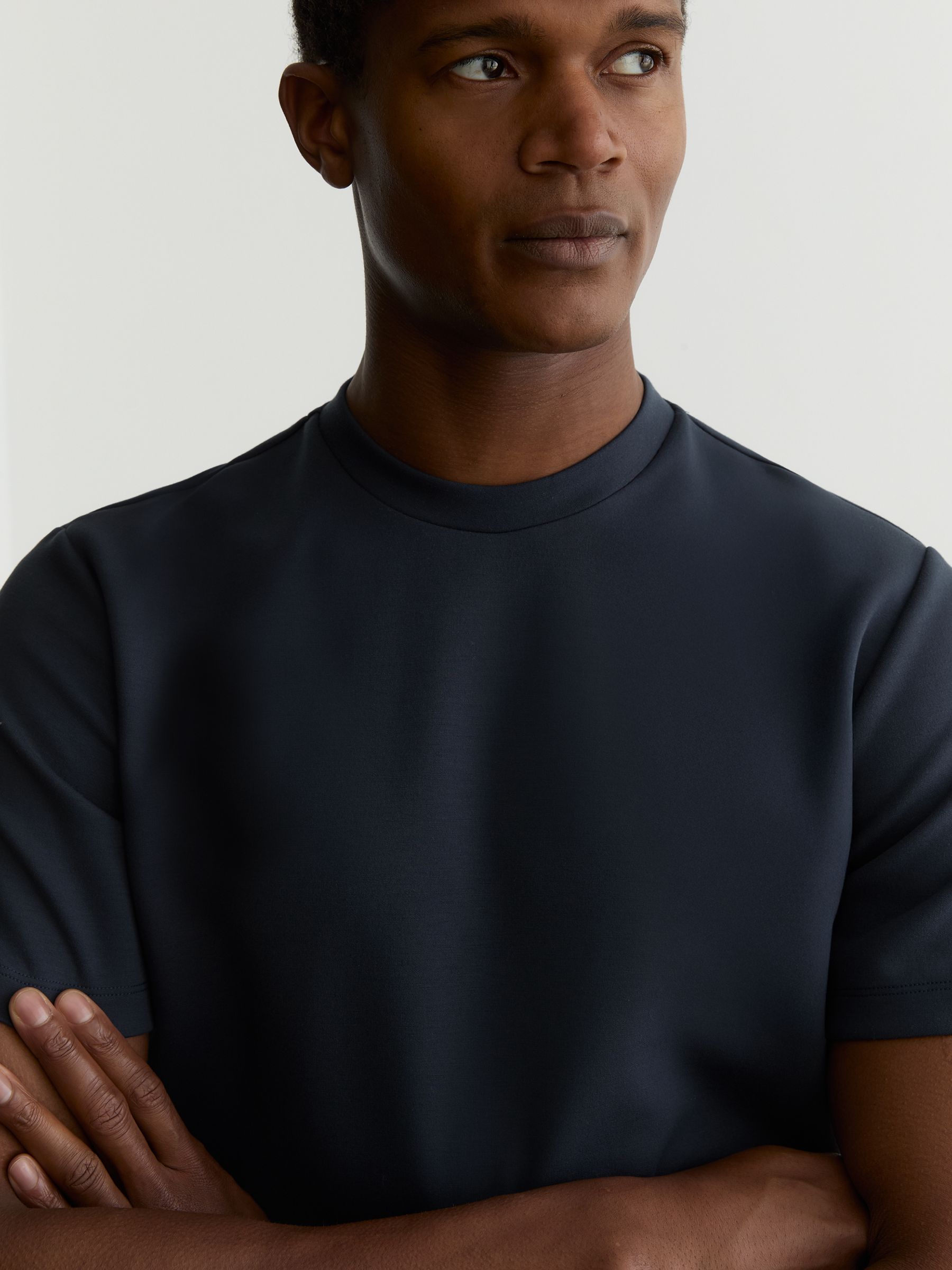 Premium Interlock Crew-Neck T-Shirt in Airforce Blue - Image 1 of 7