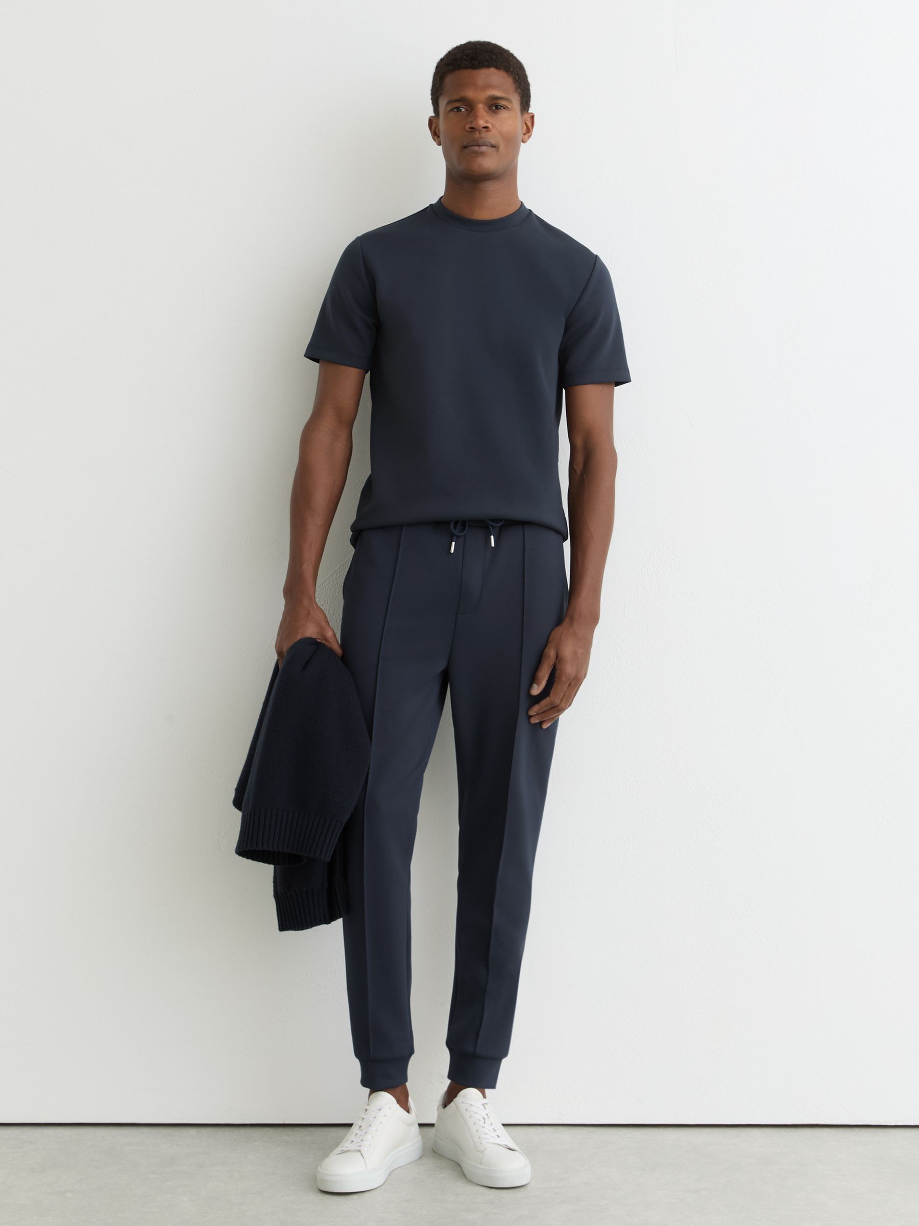 Premium Interlock Crew-Neck T-Shirt in Airforce Blue - Image 3 of 7