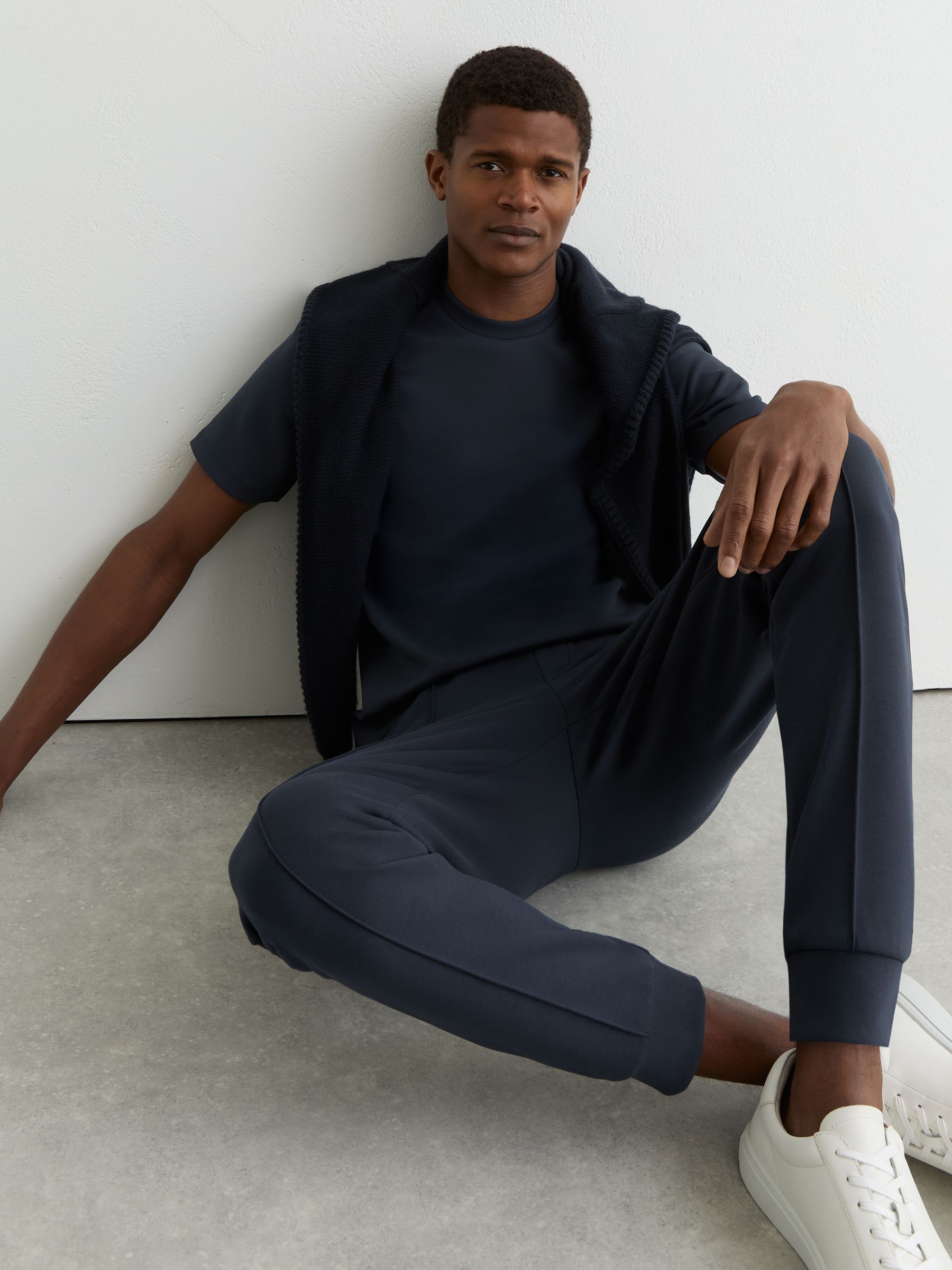 Premium Interlock Crew-Neck T-Shirt in Airforce Blue - Image 4 of 7