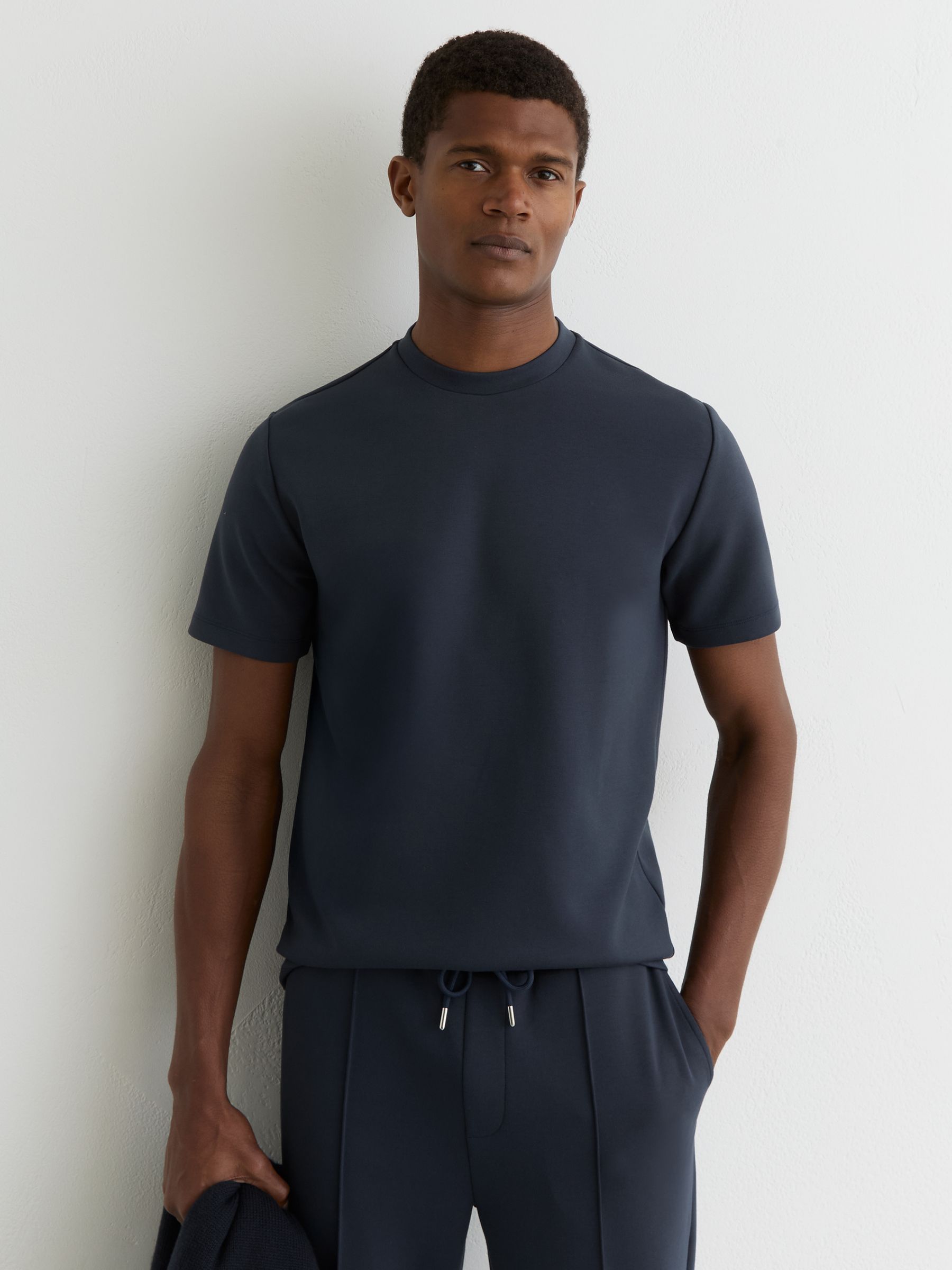 Premium Interlock Crew-Neck T-Shirt in Airforce Blue - Image 5 of 7