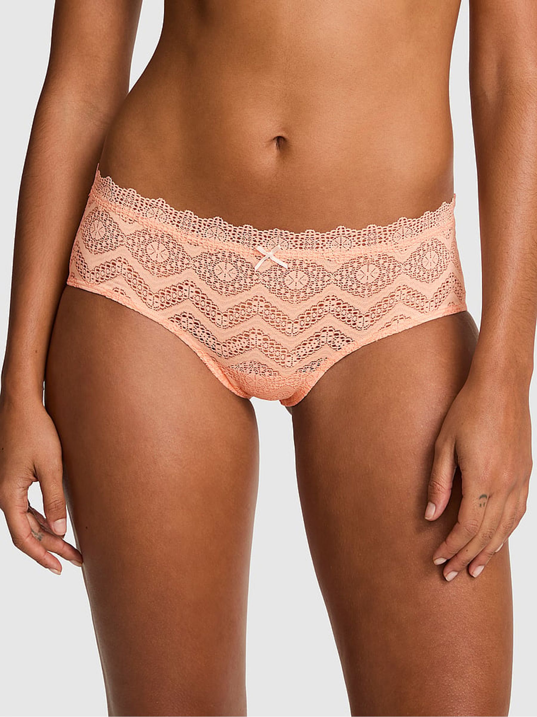 Peach Tree Orange Cheeky Crochet Lace Knickers - Image 1 of 2