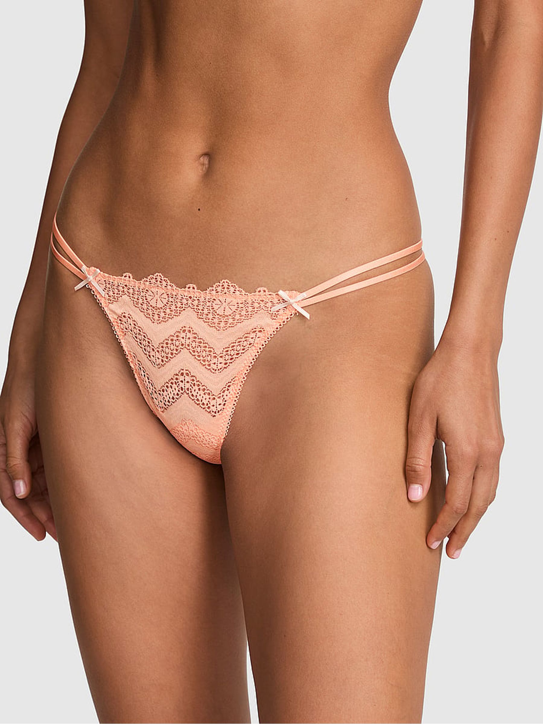 Peach Tree Orange G-String Crochet Lace Knickers - Image 1 of 2