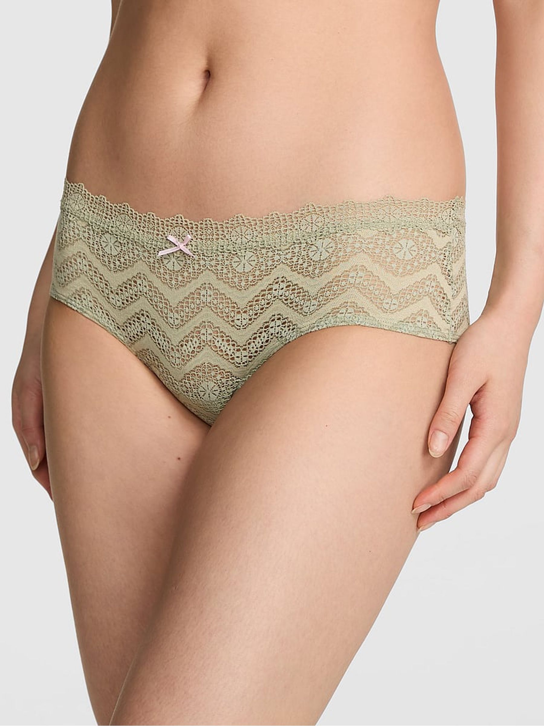 Slate Green Cheeky Crochet Lace Knickers - Image 1 of 2 Slate Green Cheeky Crochet Lace Knickers - Image 1 of 2