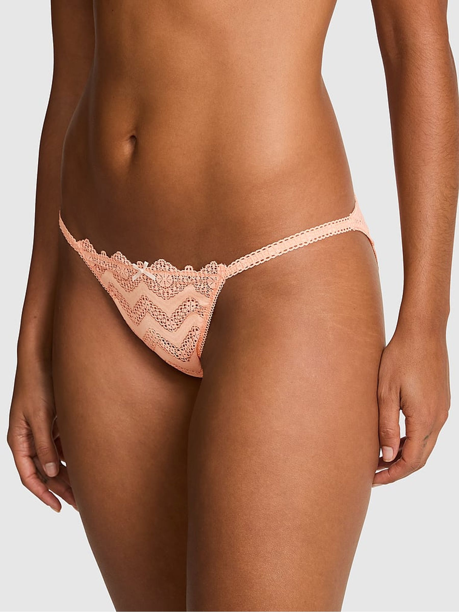 Peach Tree Orange String Bikini Crochet Lace Knickers - Image 1 of 2