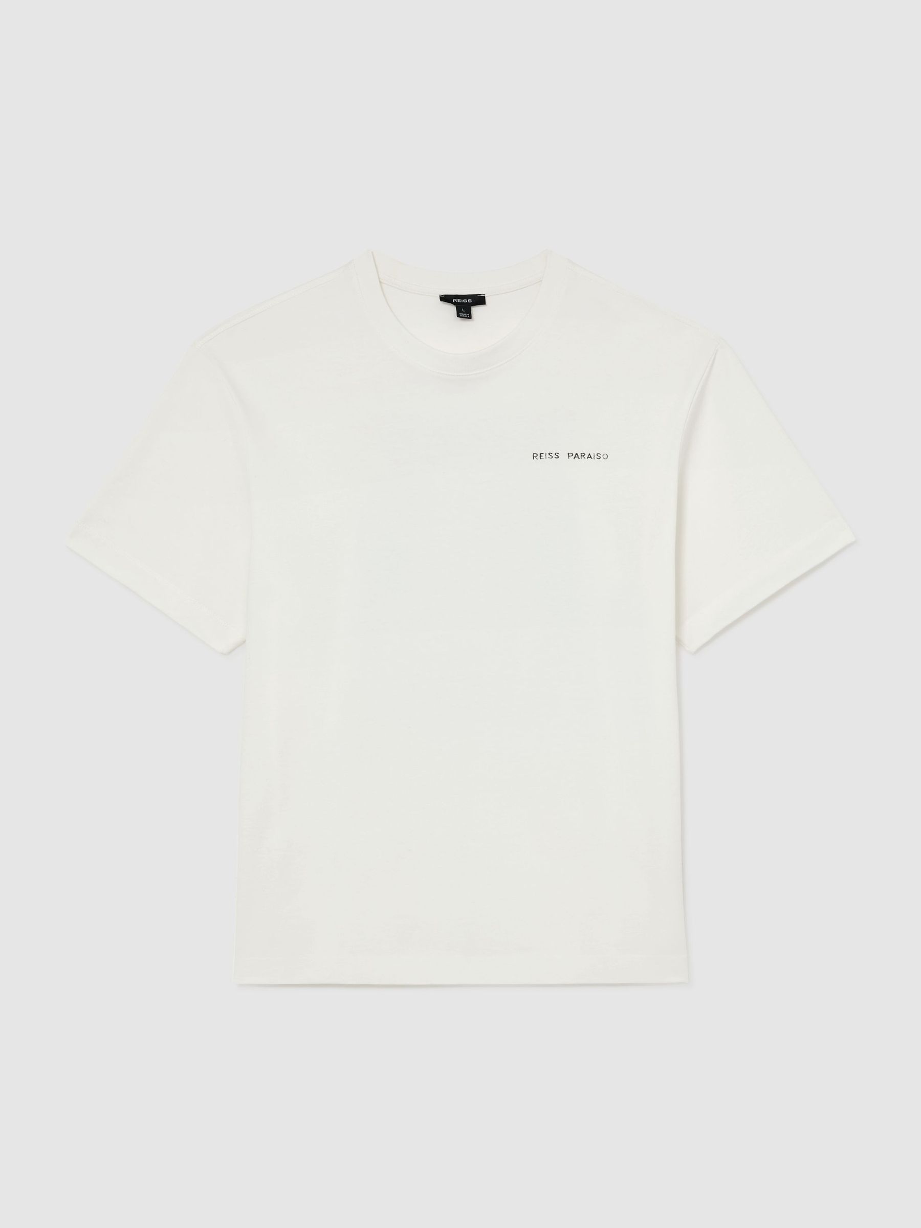 Cotton Palm-Print Relaxed-Fit T-Shirt in White - Image 2 of 7 Cotton Palm-Print Relaxed-Fit T-Shirt in White - Image 2 of 7