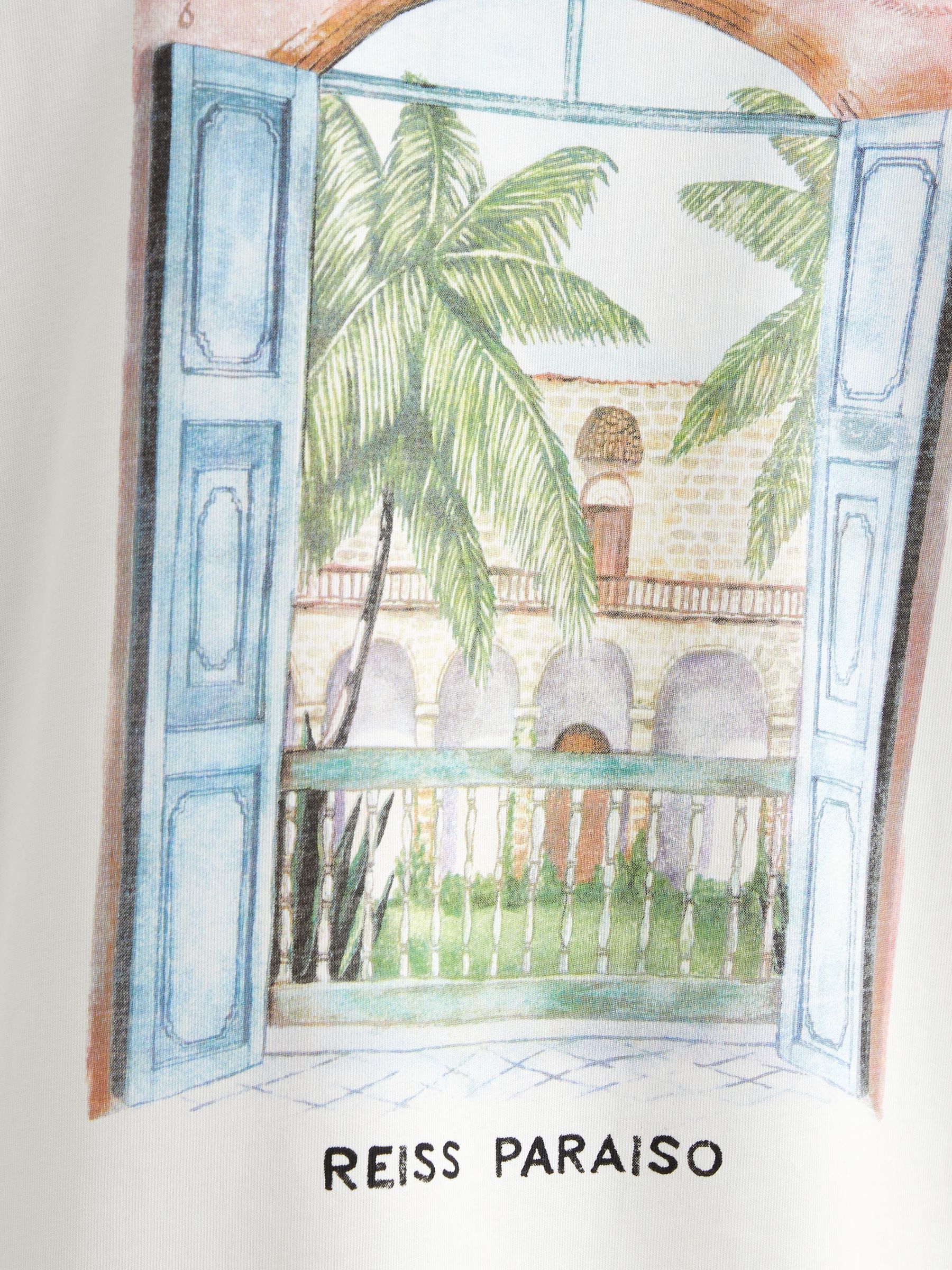 Cotton Palm-Print Relaxed-Fit T-Shirt in White - Image 6 of 7