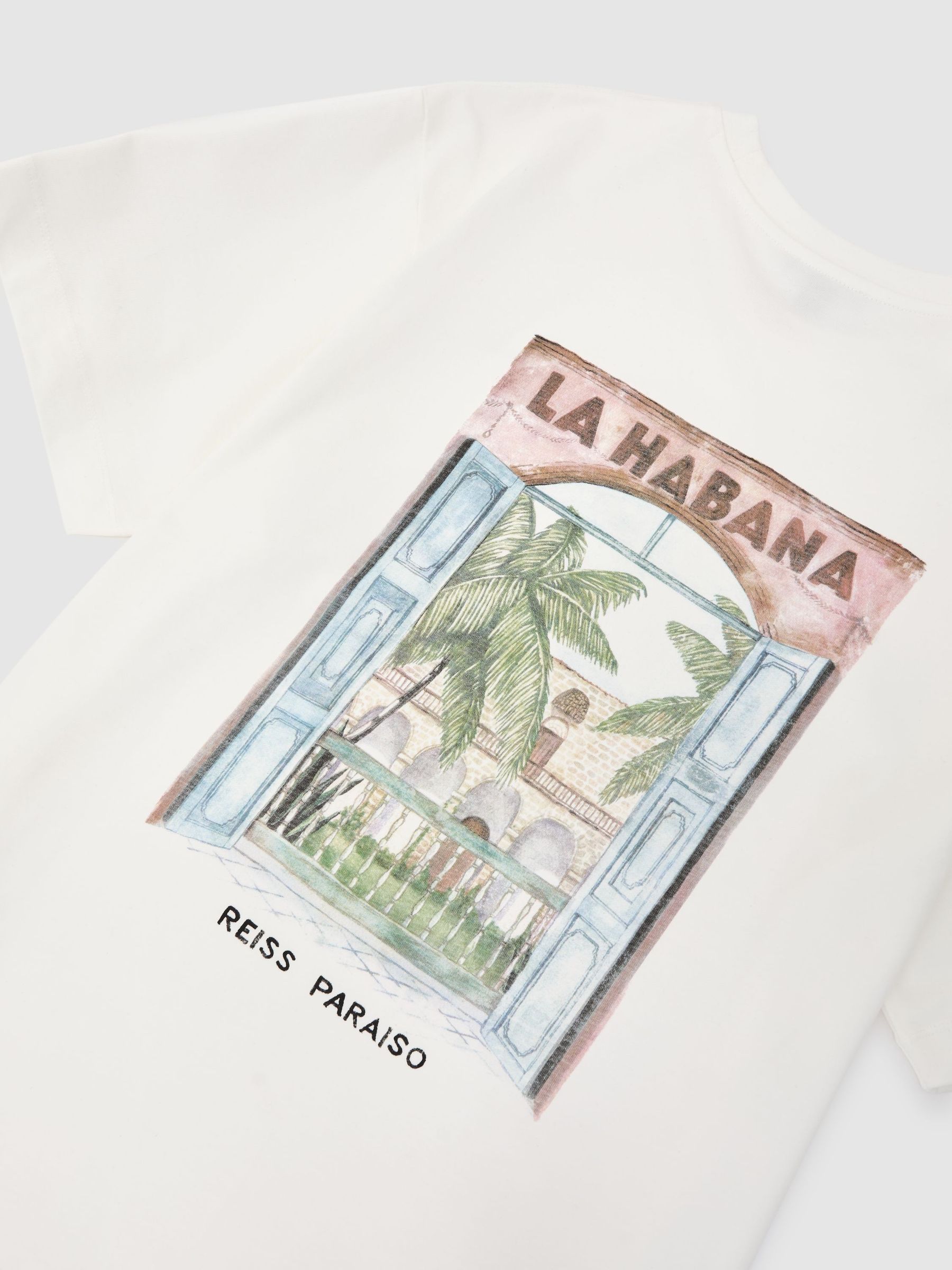 Cotton Palm-Print Relaxed-Fit T-Shirt in White - Image 7 of 7
