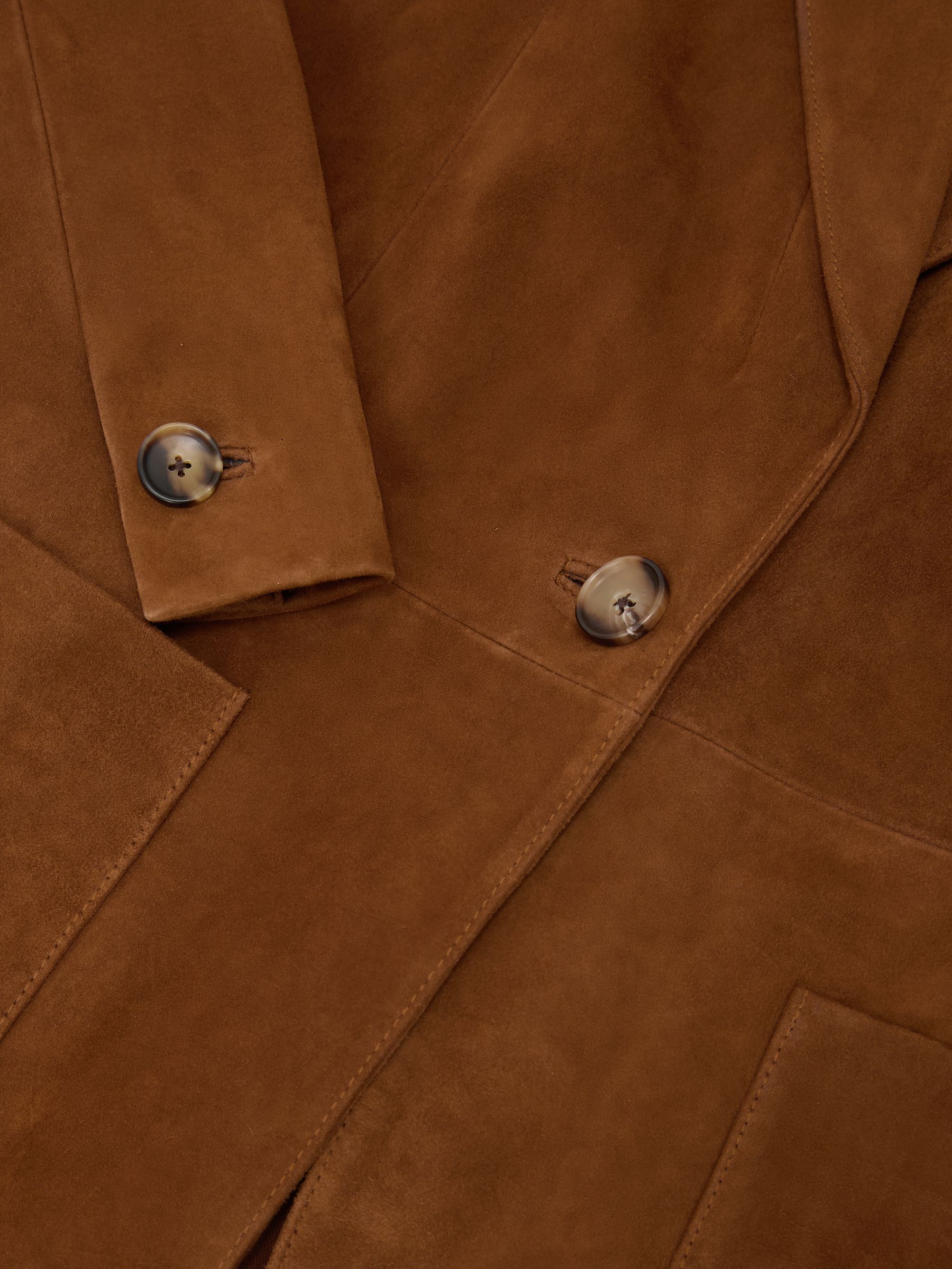 Suede Single-Breasted Relaxed-Fit Blazer in Tan Brown - image 5