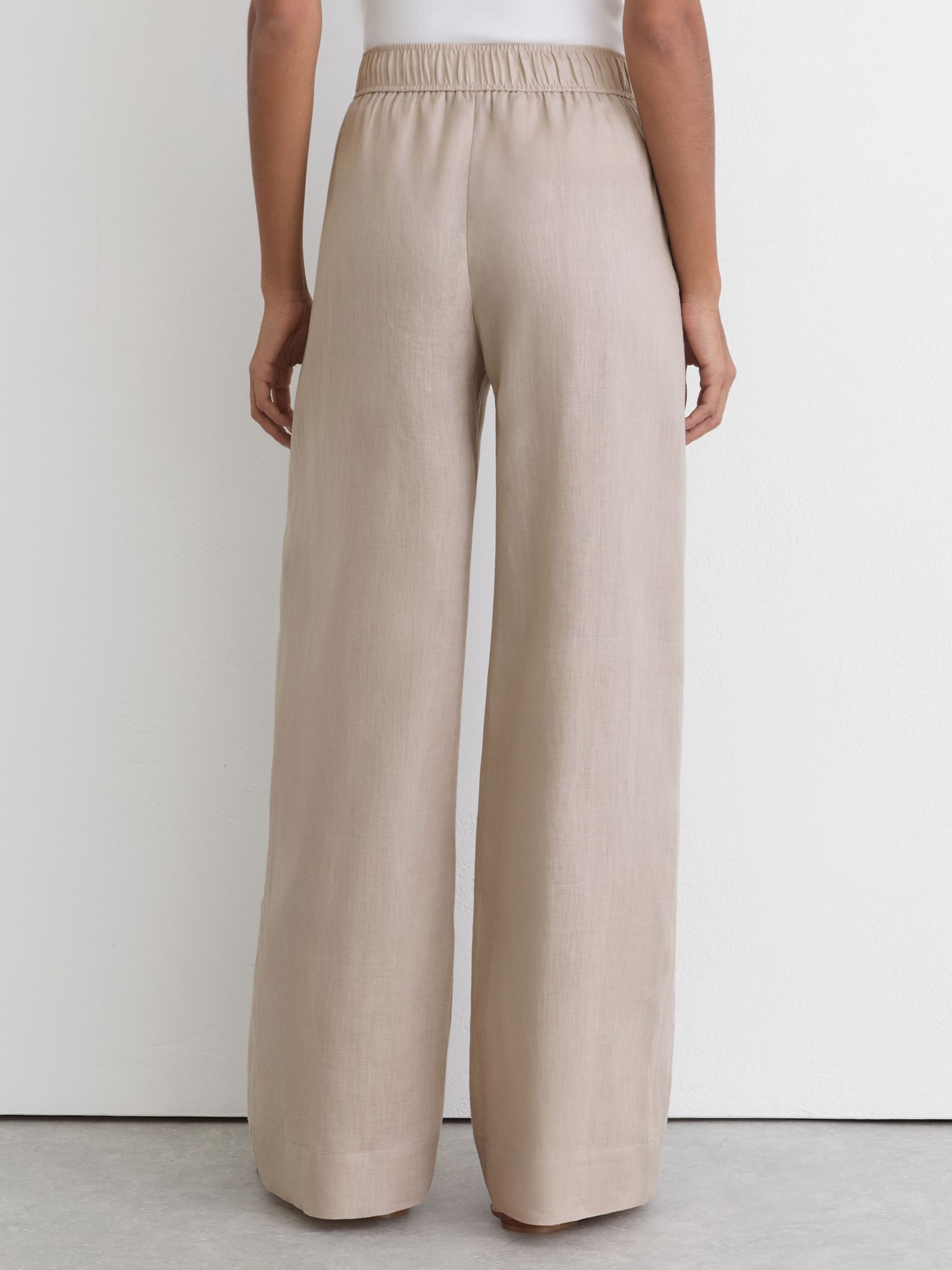 Petite Linen Ladder-Embroidery Wide-Leg Trousers in Neutral - Image 7 of 10