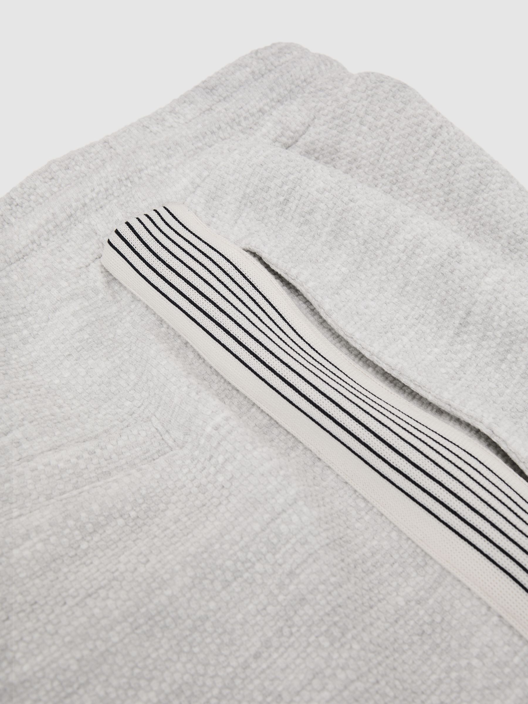 Textured Side-Stripe Drawstring Shorts in Grey Melange - image 3
