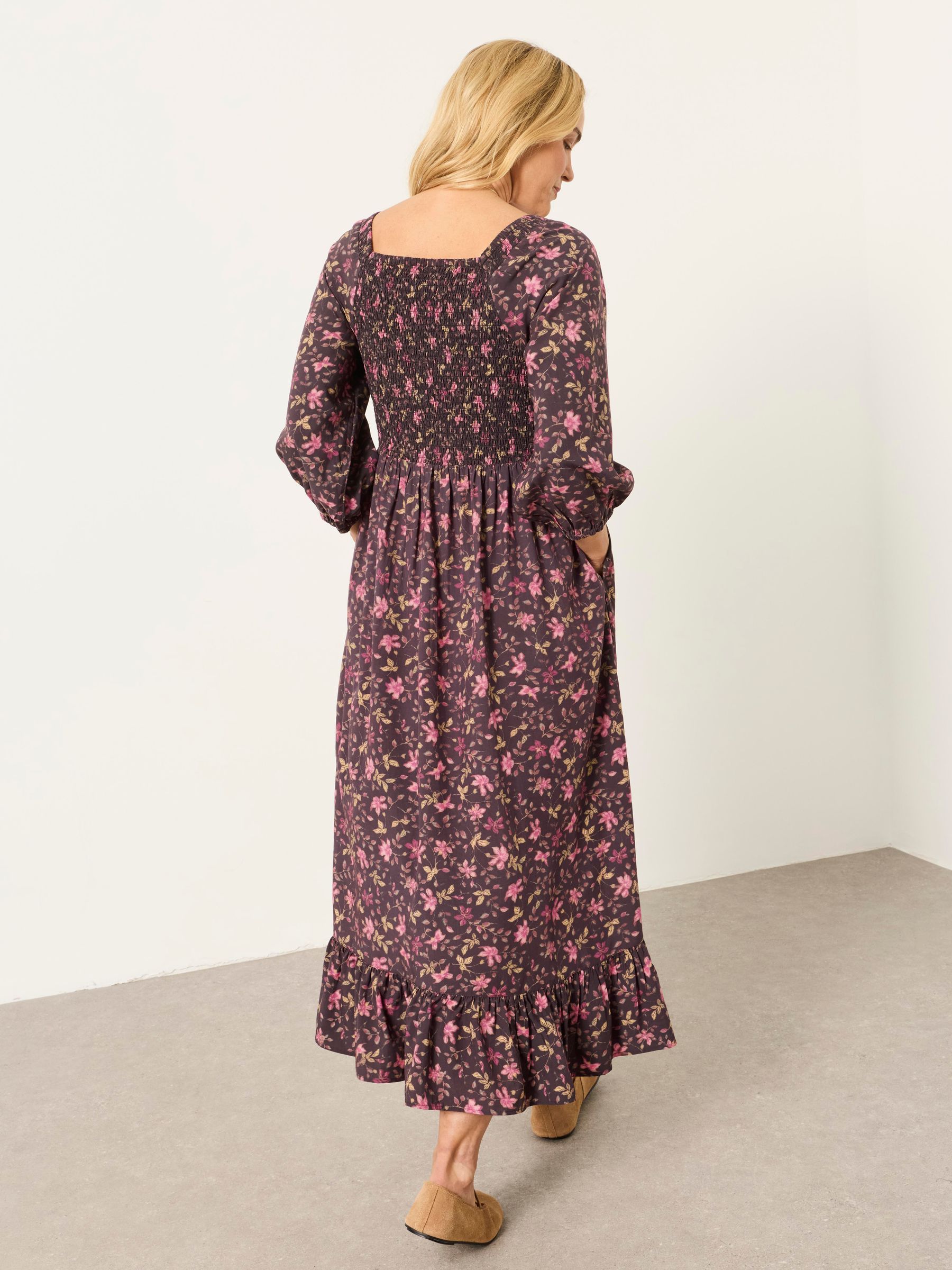 Adele Brown Winter Floral Petite Midi Dress - Image 2 of 5