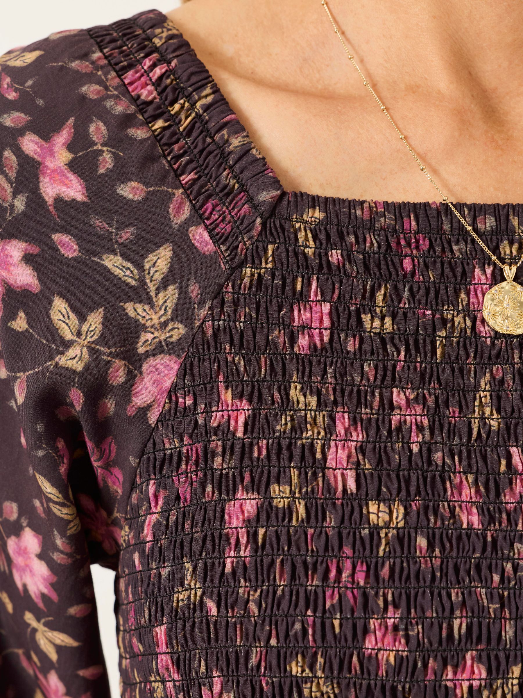 Adele Brown Winter Floral Petite Midi Dress - Image 3 of 5