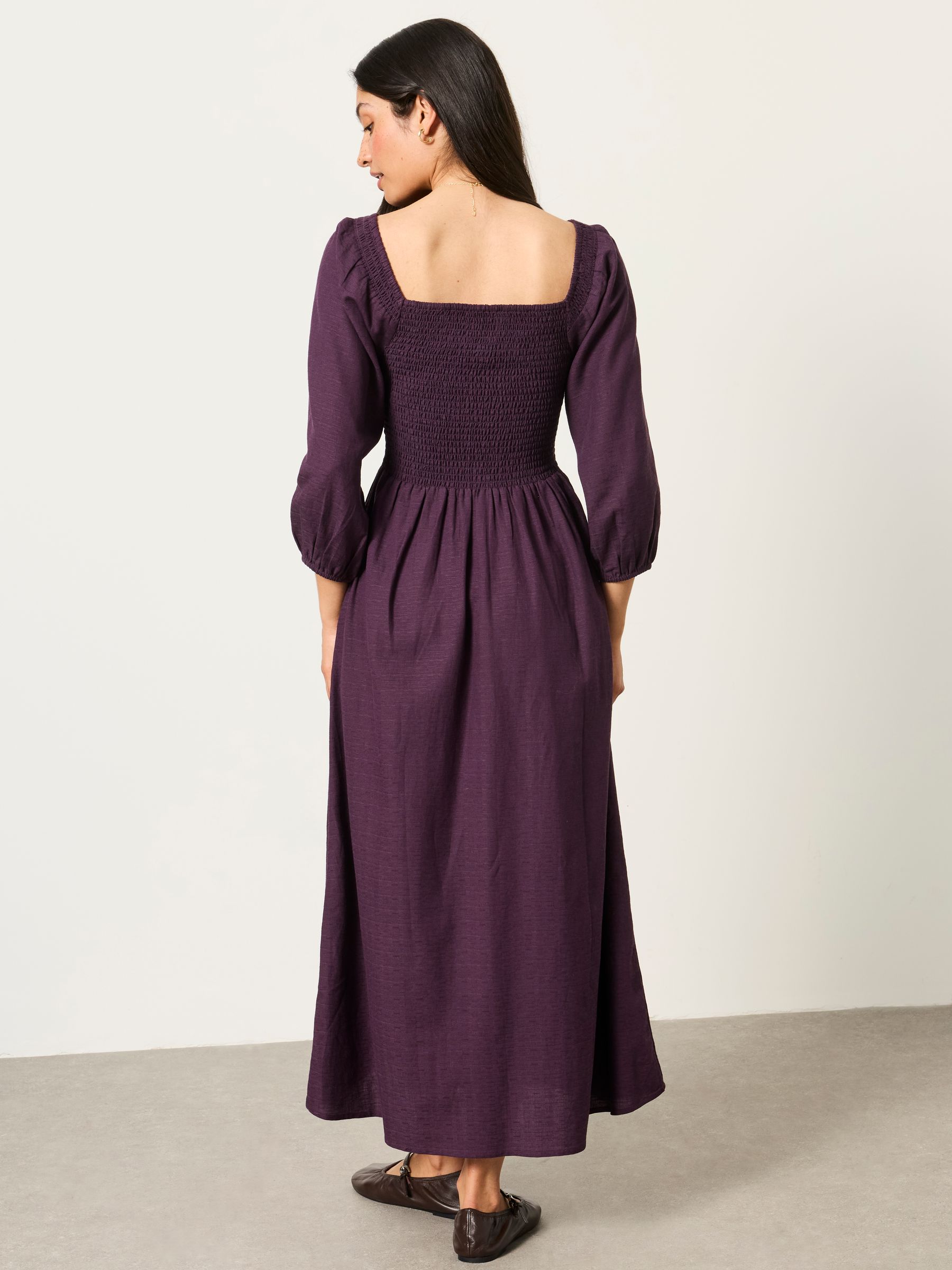 Adele Dark Purple Petite Midi Dress - Image 2 of 6 Adele Dark Purple Petite Midi Dress - Image 2 of 6