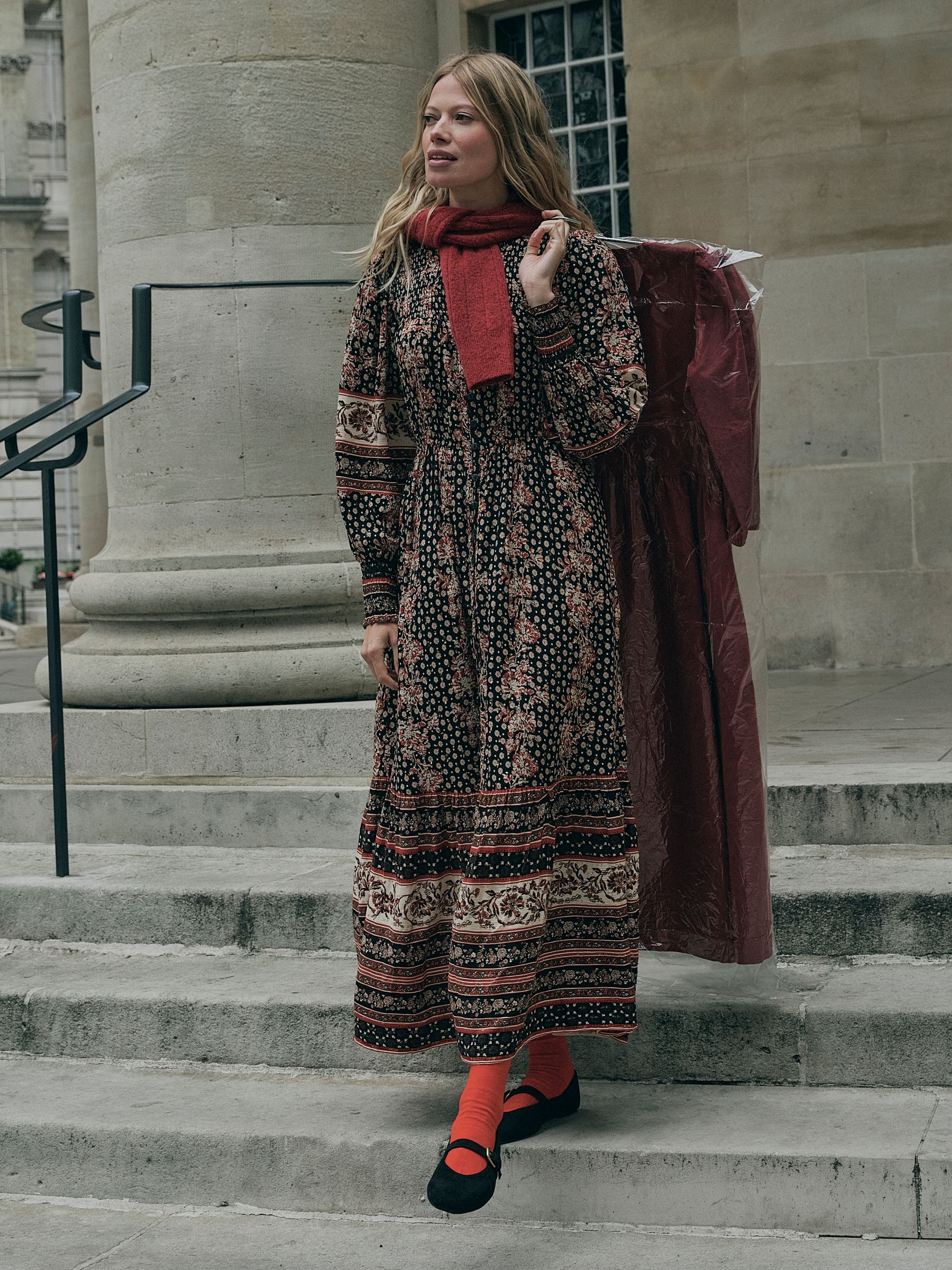 Isabella Black/Red Floral Petite Maxi Dress - Image 1 of 7