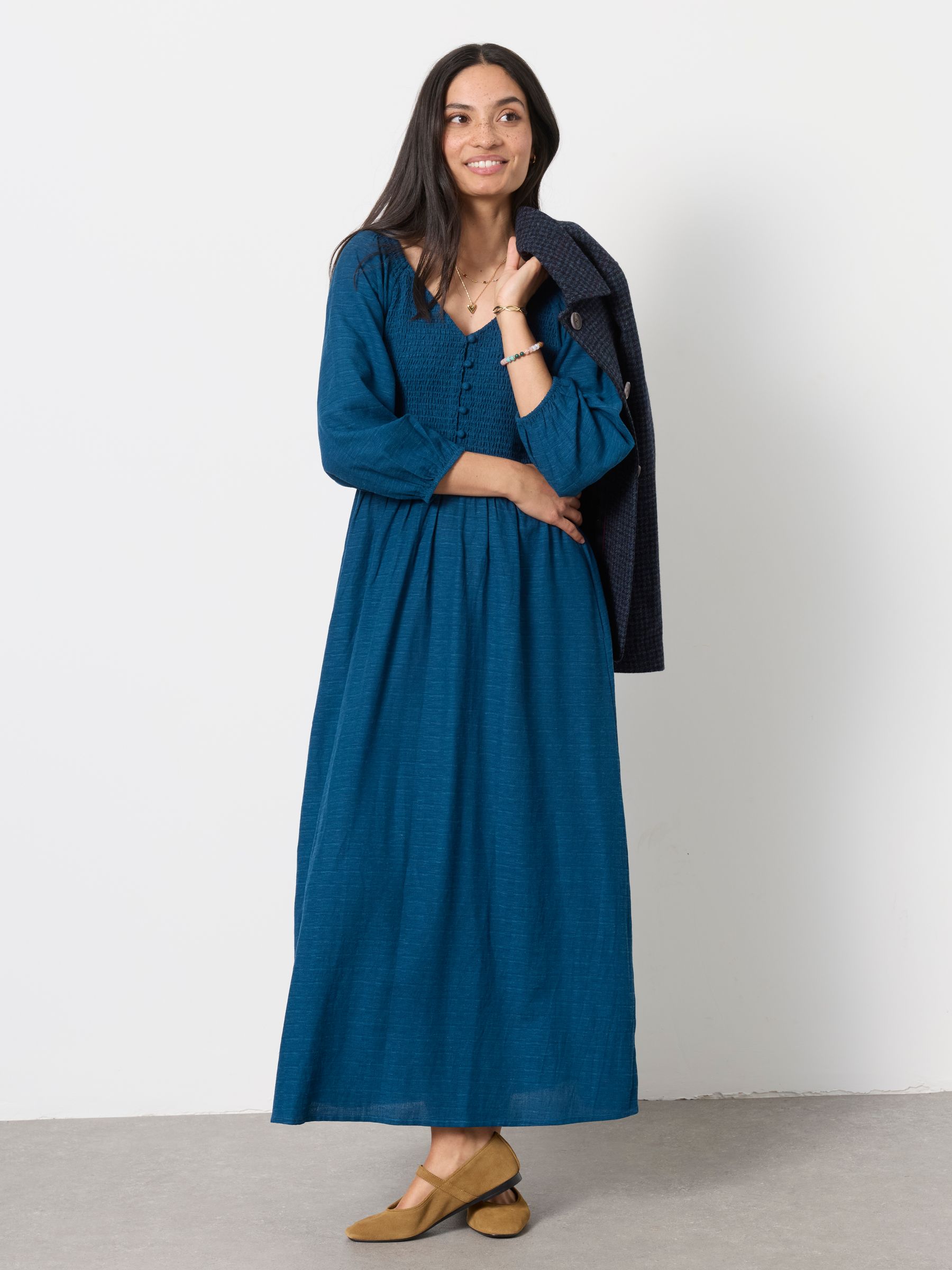 Adele Blue Petite Midi Dress - Image 1 of 5
