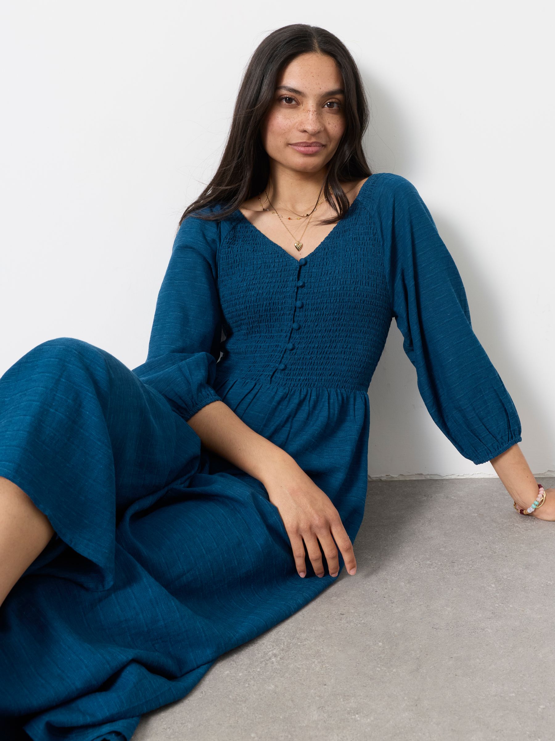 Adele Blue Petite Midi Dress - Image 4 of 5