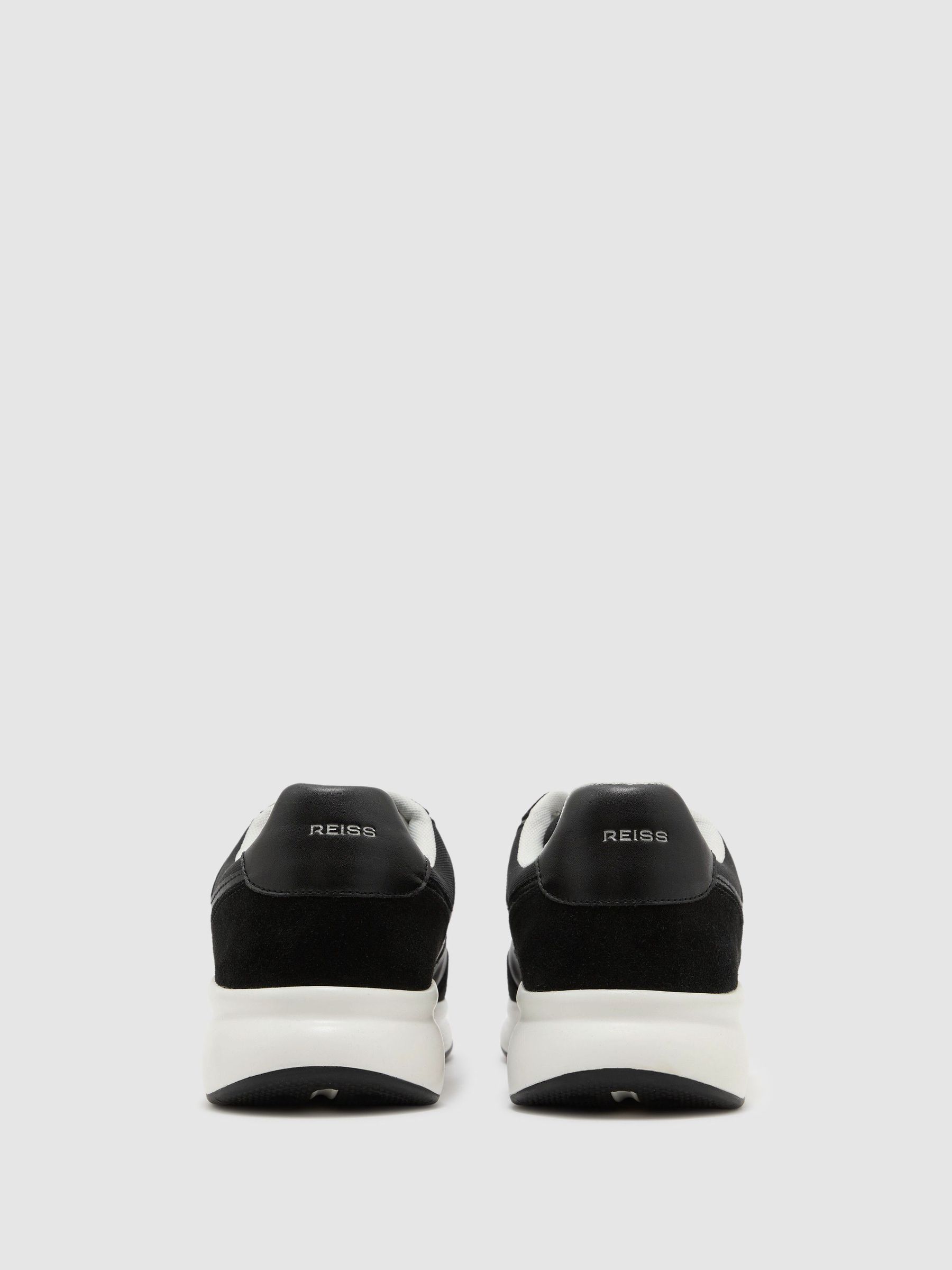 Suede-Trim Runner Trainers in Black/White - Image 4 of 5