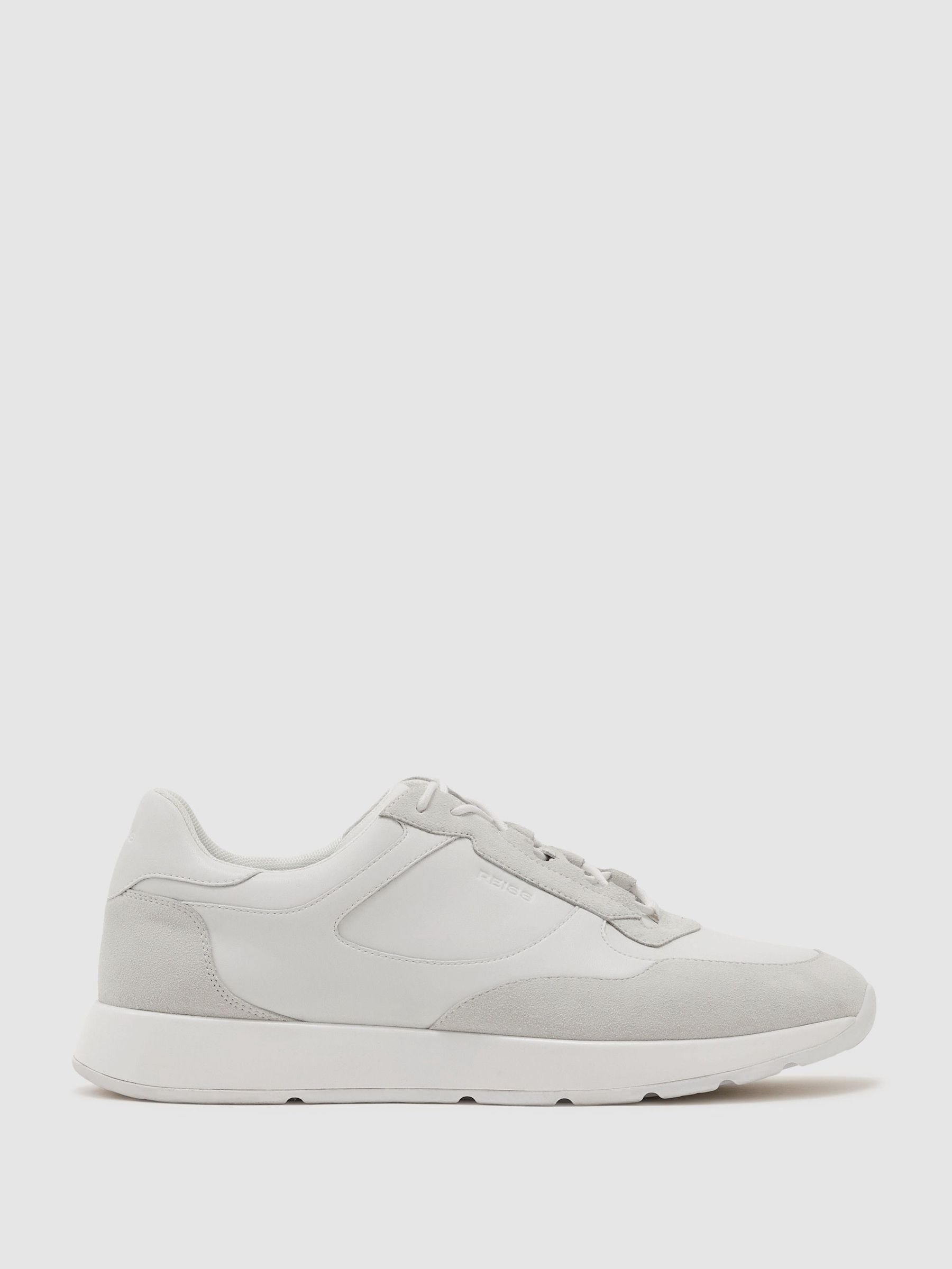 Bonded-Leather Lightweight Runner Trainers in White - Image 1 of 6