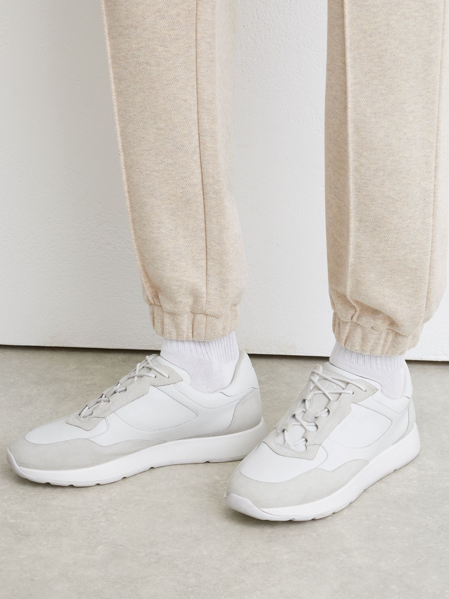 Bonded-Leather Lightweight Runner Trainers in White - Image 2 of 6