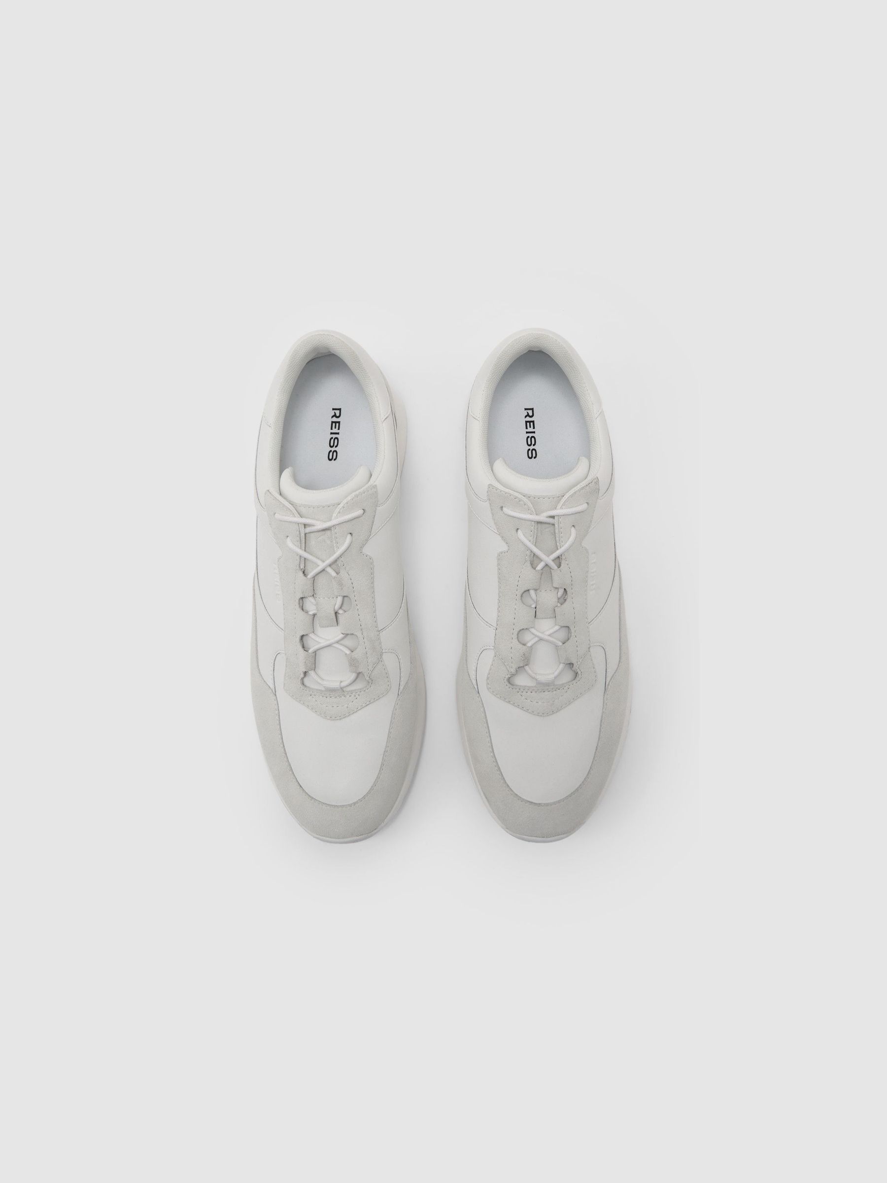 Bonded-Leather Lightweight Runner Trainers in White - Image 4 of 6