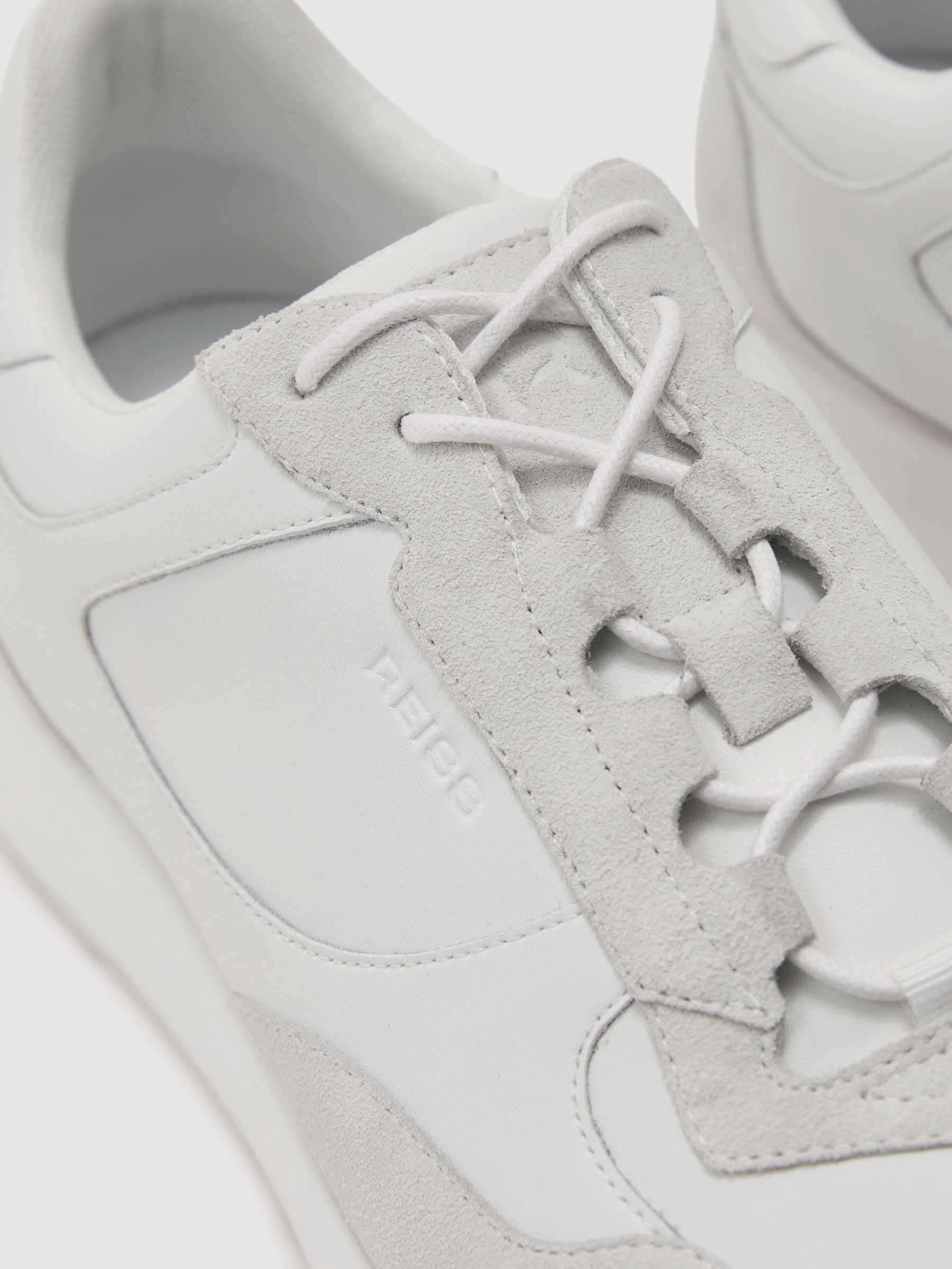 Bonded-Leather Lightweight Runner Trainers in White - Image 6 of 6