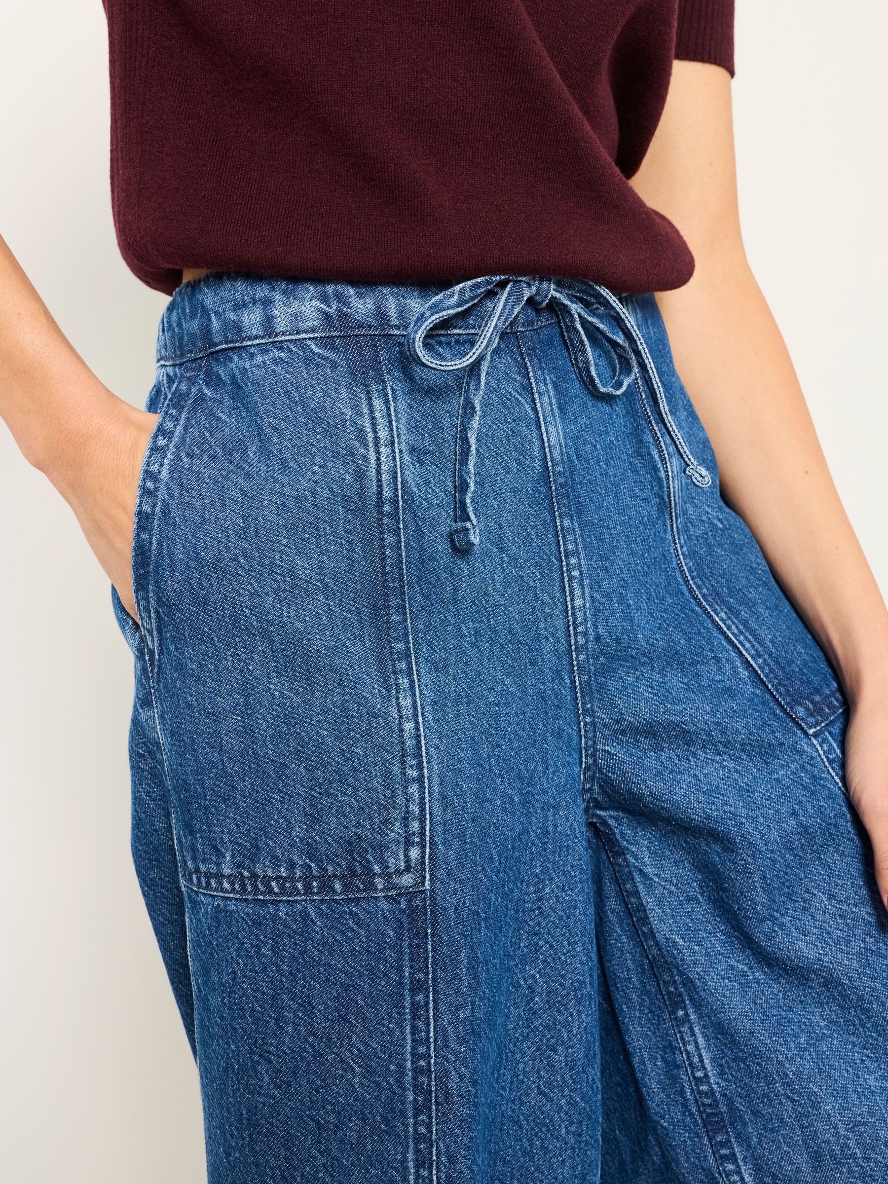 Alev Mid Wash Drawstring Jeans - Image 3 of 6