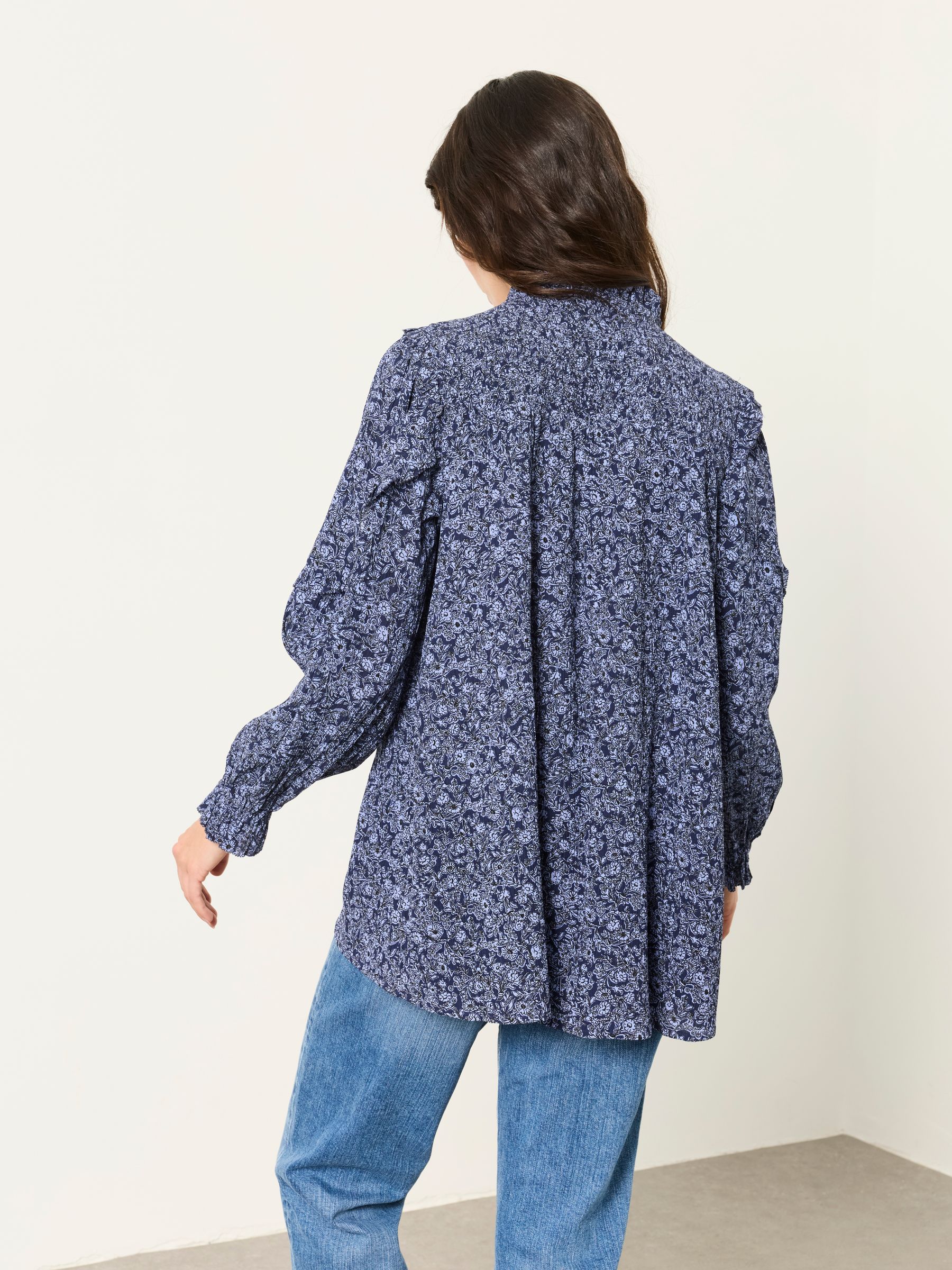 Eddie Blue 2 Tone Floral Petite Tunic - Image 2 of 5 Eddie Blue 2 Tone Floral Petite Tunic - Image 2 of 5